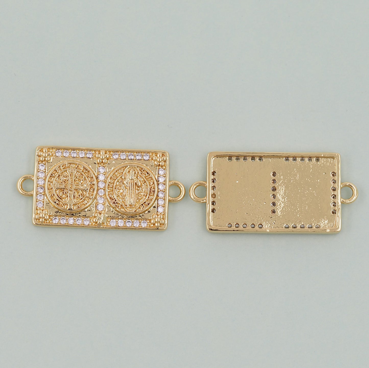 Gold Benedict Charms,18K Gold FilledBenedict Pendant,Rectangle Benedict Charm Bracelet Necklace for DIY Jewelry Making Supply