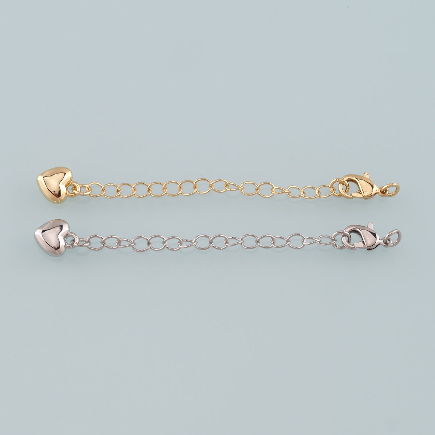 18K Gold Filled Heart Chain Extender for Necklace Bracelet Supply Component Findings Extenders Lobster Claw Clasps with Gold Extender Chain
