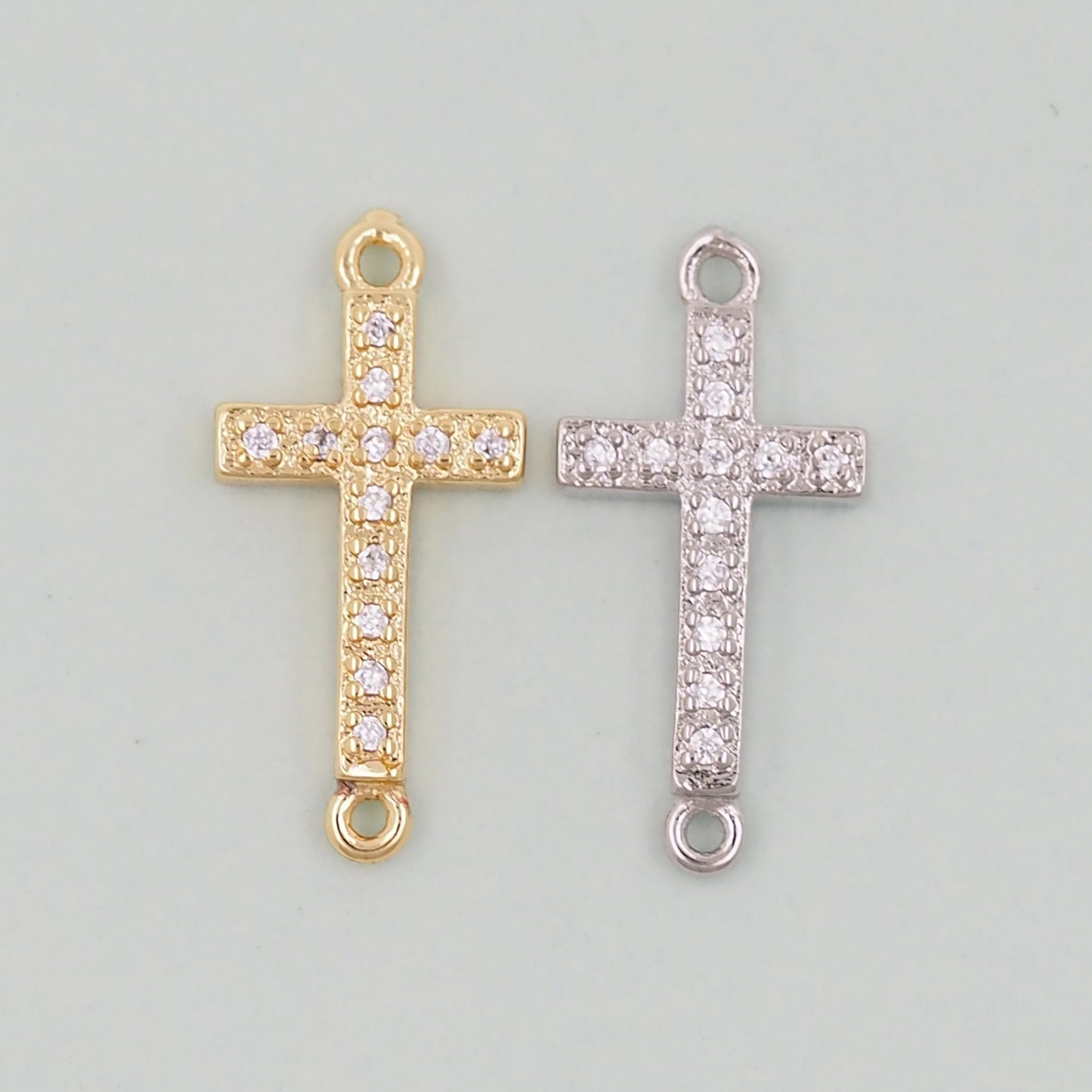 18K Gold Filled Cross Pendant,Cross Charm Bracelet Necklace for DIY Jewelry Making Supply