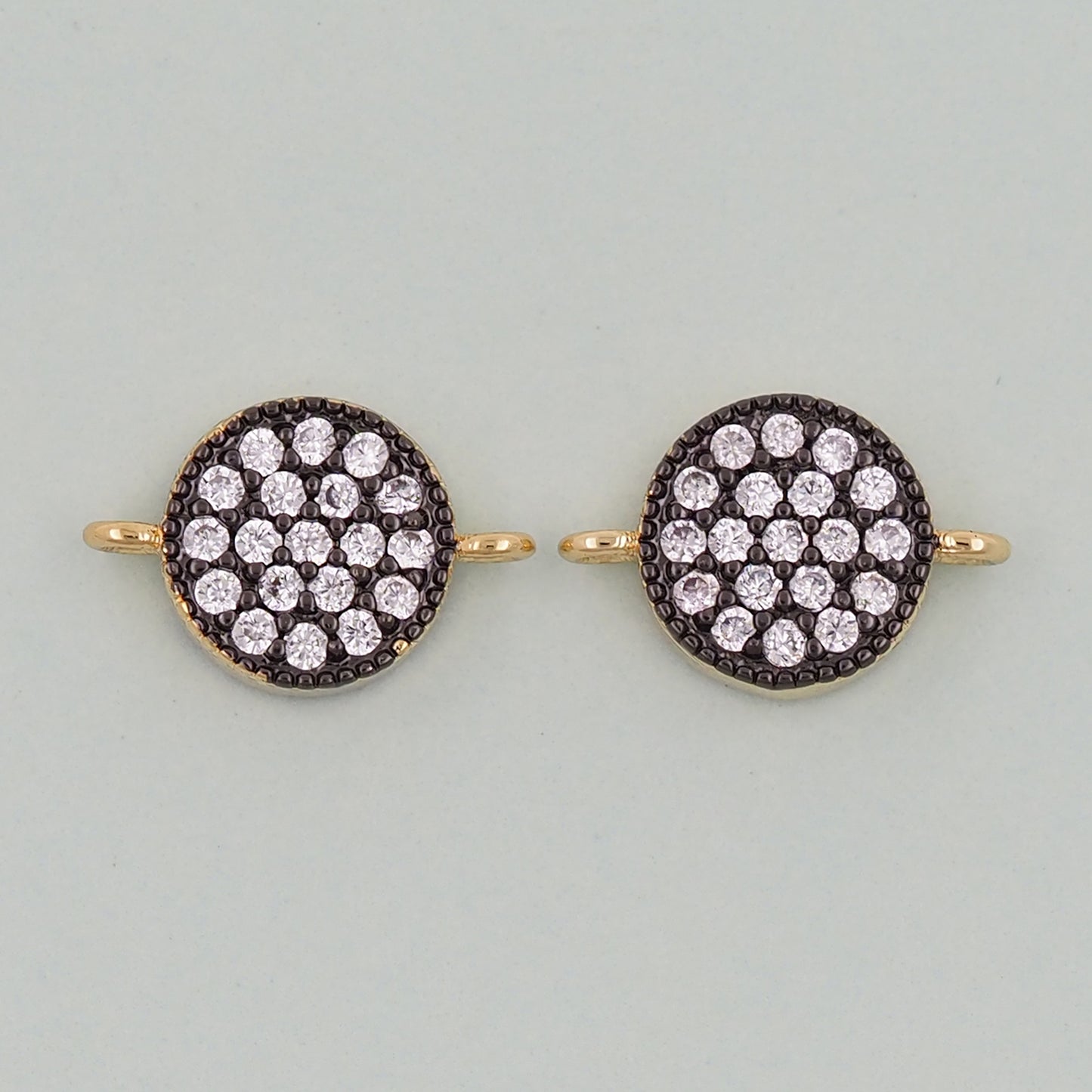 18K Gold Filled Round Pendant,CZ Micro Pave Round Charm Bracelet Necklace for DIY Jewelry Making Supply