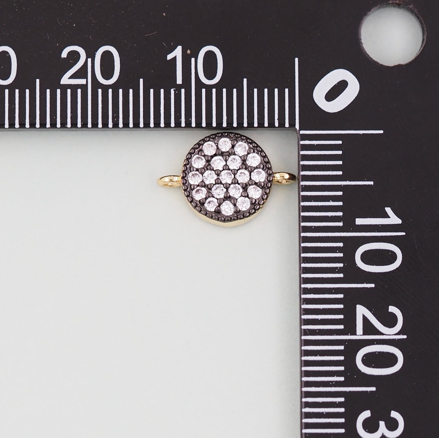 18K Gold Filled Round Pendant,CZ Micro Pave Round Charm Bracelet Necklace for DIY Jewelry Making Supply