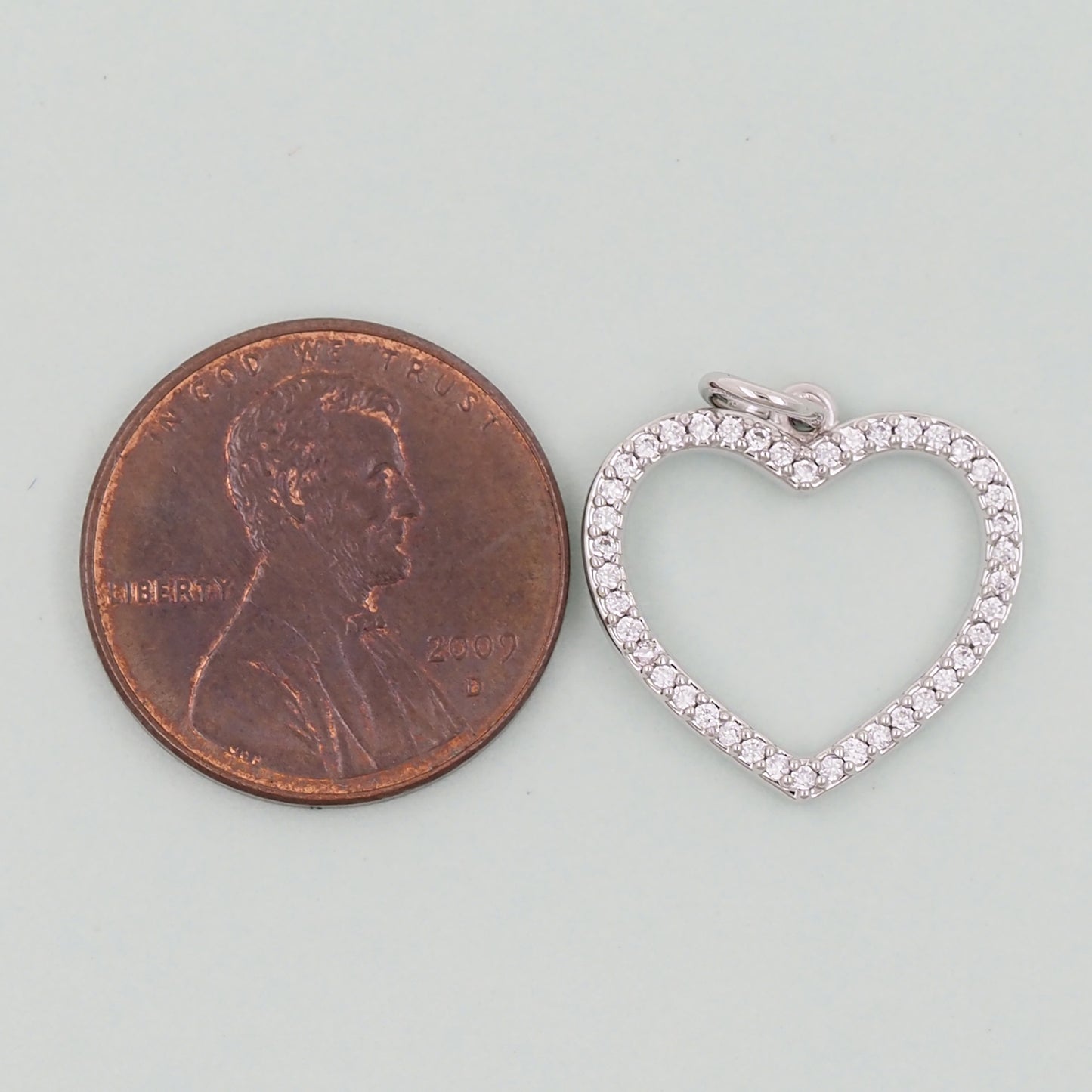 18K Gold Filled Heart Pendant,CZ Micro Pave Heart Charm Bracelet Necklace for DIY Jewelry Making Supply