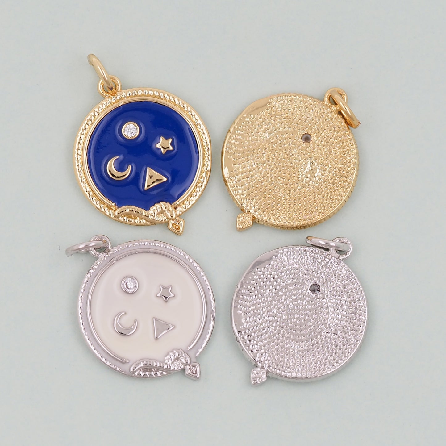 18K Gold Filled Star Pendant,Enamel Moon Charm Bracelet Necklace for DIY Jewelry Making Supply