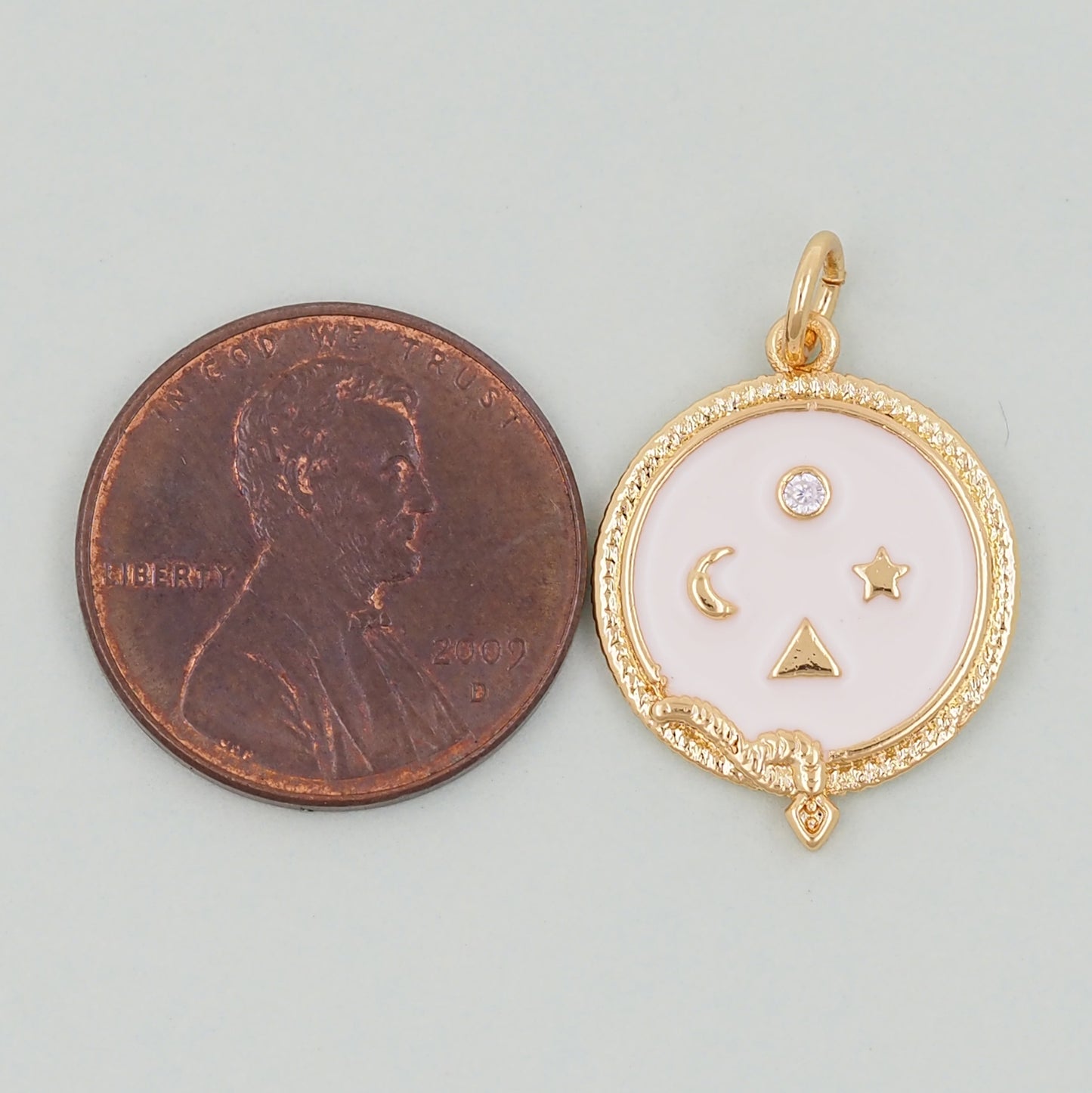 18K Gold Filled Star Pendant,Enamel Moon Charm Bracelet Necklace for DIY Jewelry Making Supply