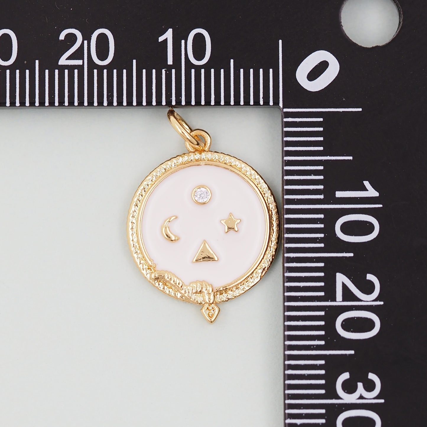 18K Gold Filled Star Pendant,Enamel Moon Charm Bracelet Necklace for DIY Jewelry Making Supply
