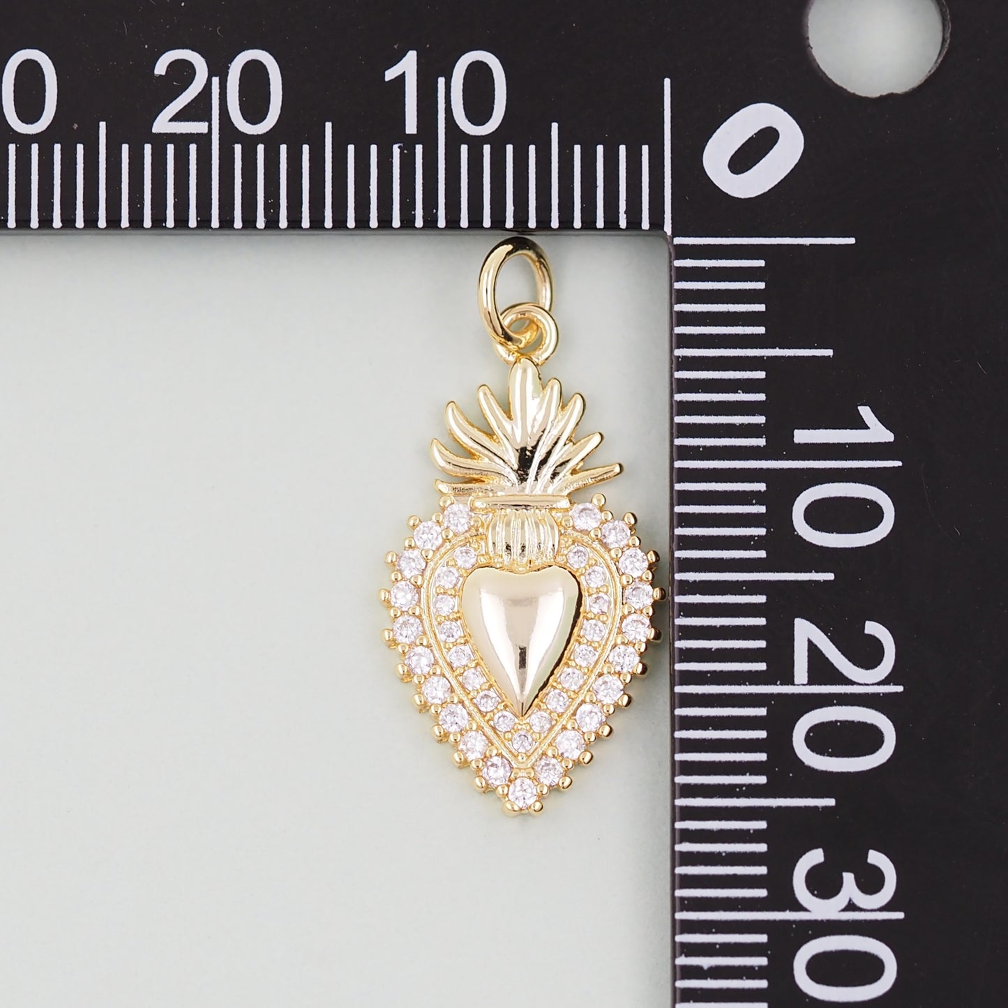 18K Gold Filled Sacred Heart Pendant,CZ Micro Pave Religious Charm Bracelet Necklace for DIY Jewelry Making Supply