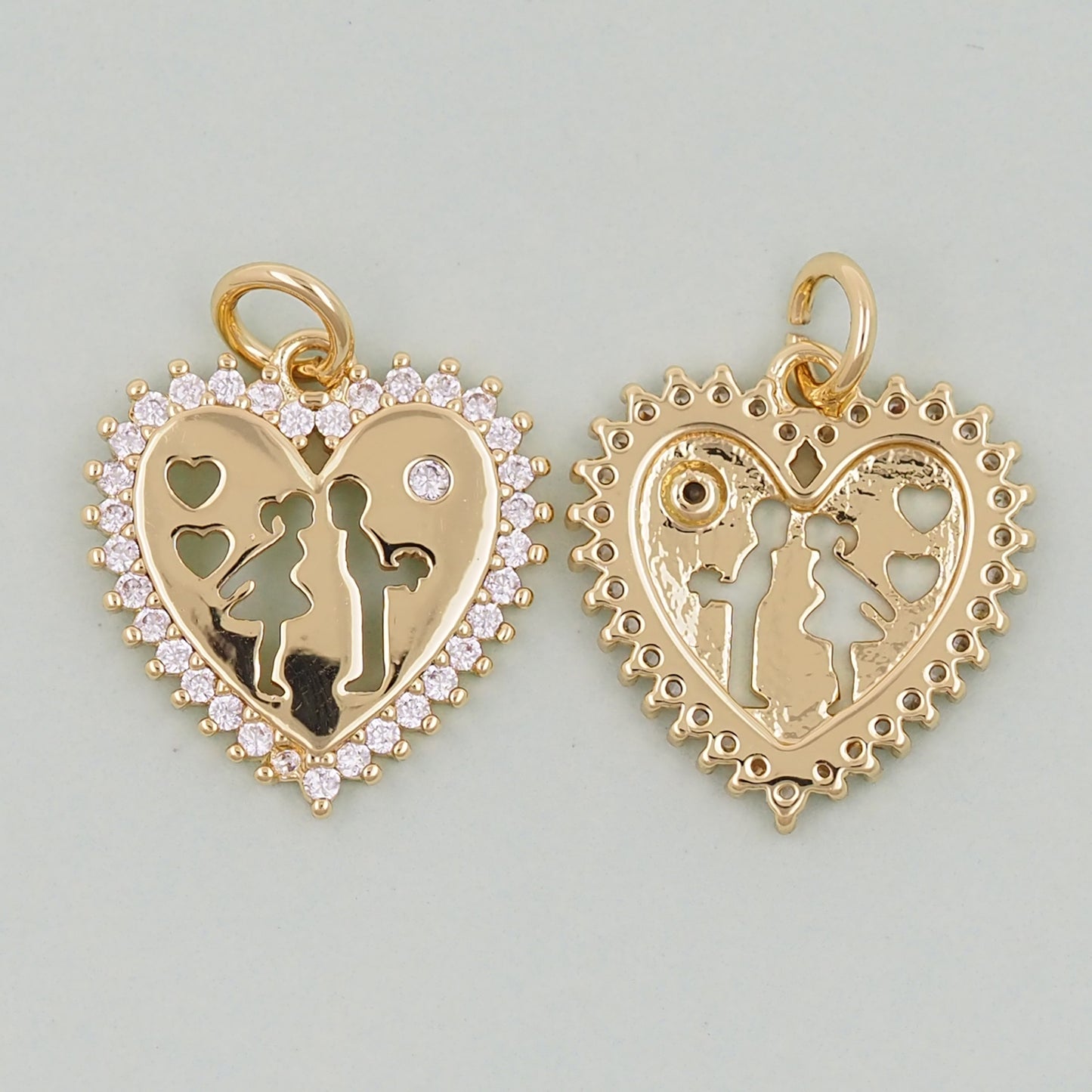 Gold Heart Charms,18K Gold Filled Love Pendant Charm Bracelet Necklace for DIY Jewelry Making Supply