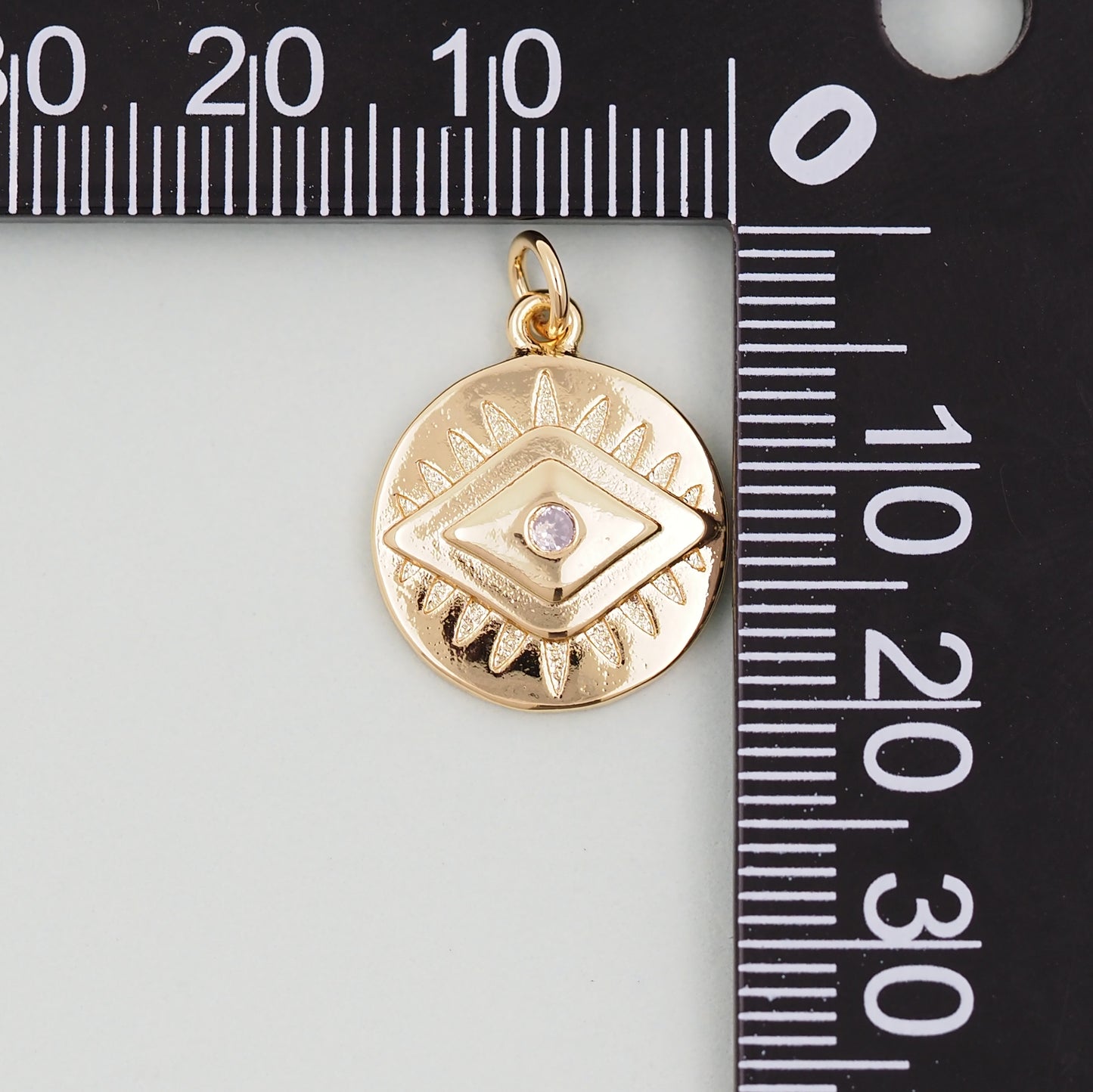 Gold Round Evil Eye Charms,18K Gold Filled Evil Eye Pendant,Sun Evil Eye Charm Bracelet Necklace for DIY Jewelry Making Supply