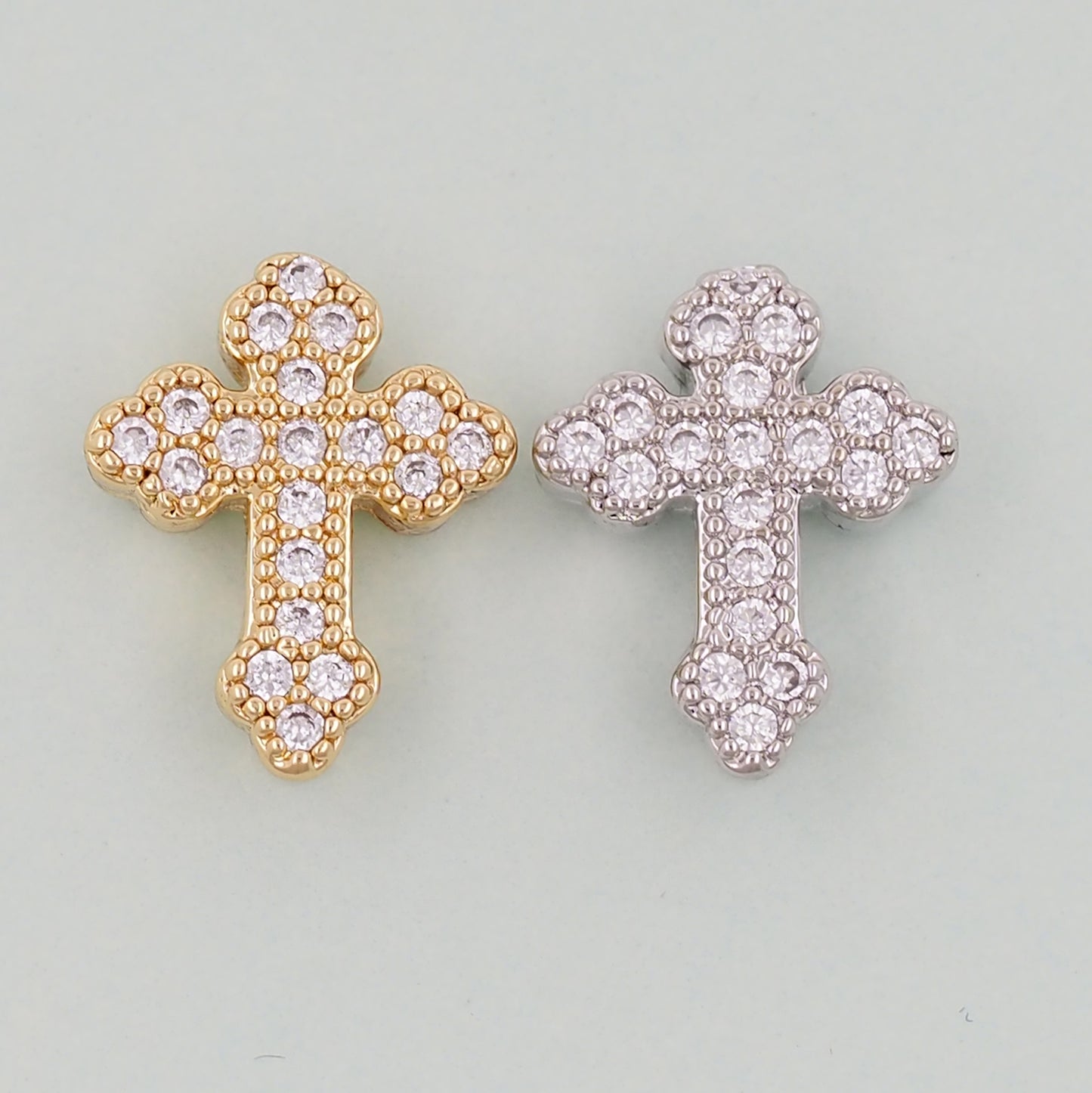 18K Gold Filled Cross Pendant,Cross Charm Bracelet Necklace for DIY Jewelry Making Supply