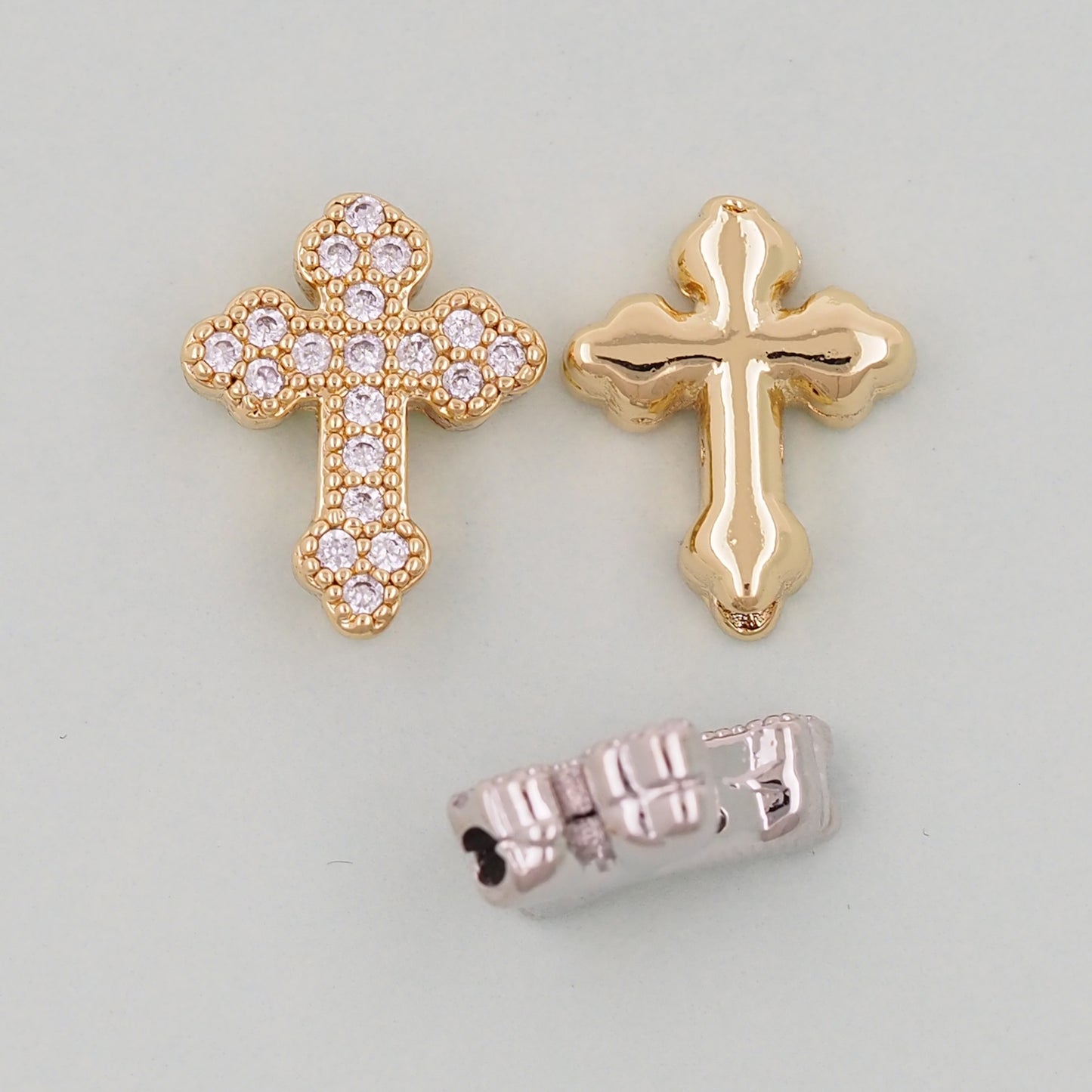 18K Gold Filled Cross Pendant,Cross Charm Bracelet Necklace for DIY Jewelry Making Supply