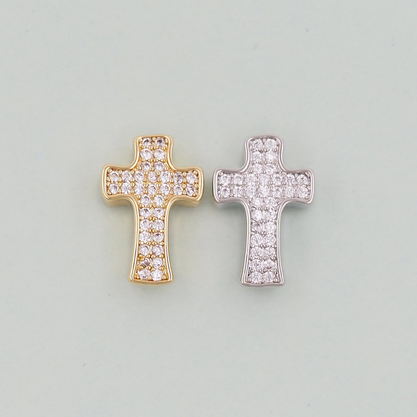 18K Gold Filled Cross Pendant,Cross Charm Bracelet Necklace for DIY Jewelry Making Supply