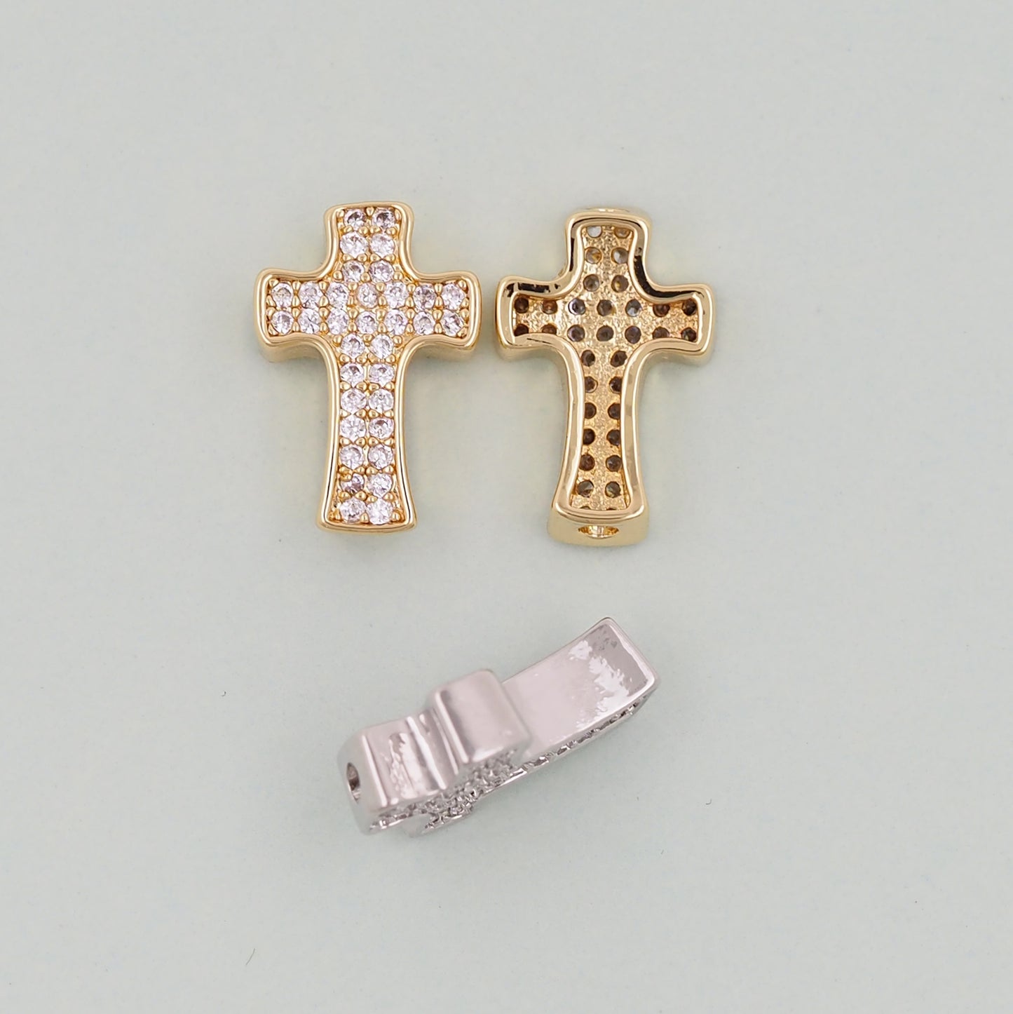 18K Gold Filled Cross Pendant,Cross Charm Bracelet Necklace for DIY Jewelry Making Supply