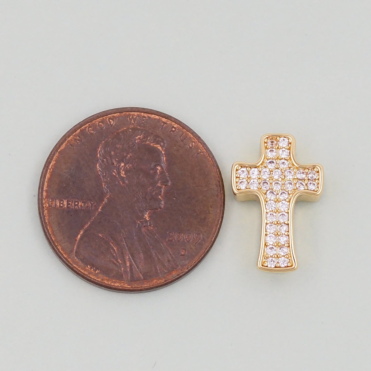 18K Gold Filled Cross Pendant,Cross Charm Bracelet Necklace for DIY Jewelry Making Supply