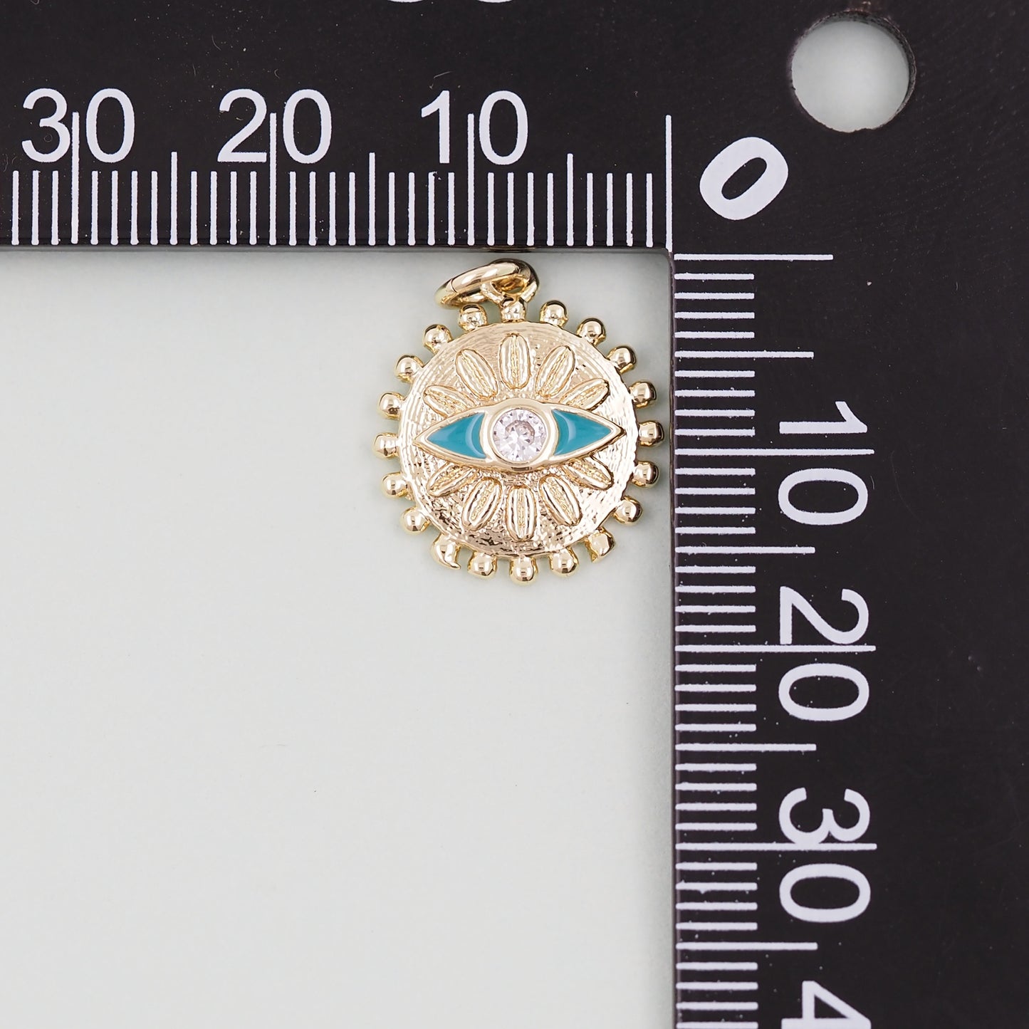 Gold Round Evil Eye Charms,18K Gold Filled Evil Eye Pendant,Sun Evil Eye Charm Bracelet Necklace for DIY Jewelry Making Supply