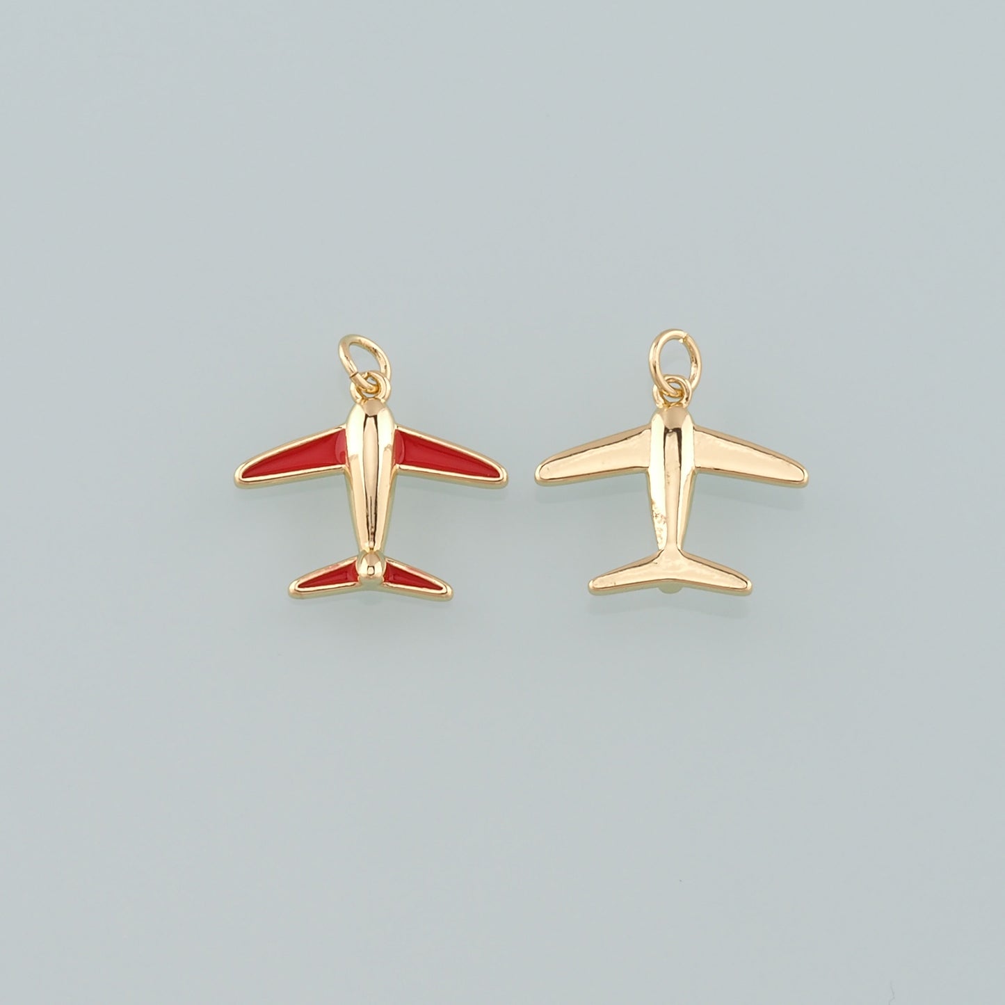 18K Gold Filled Airplane Pendant,Enamel Airplane Charm Bracelet Necklace for DIY Jewelry Making Supply