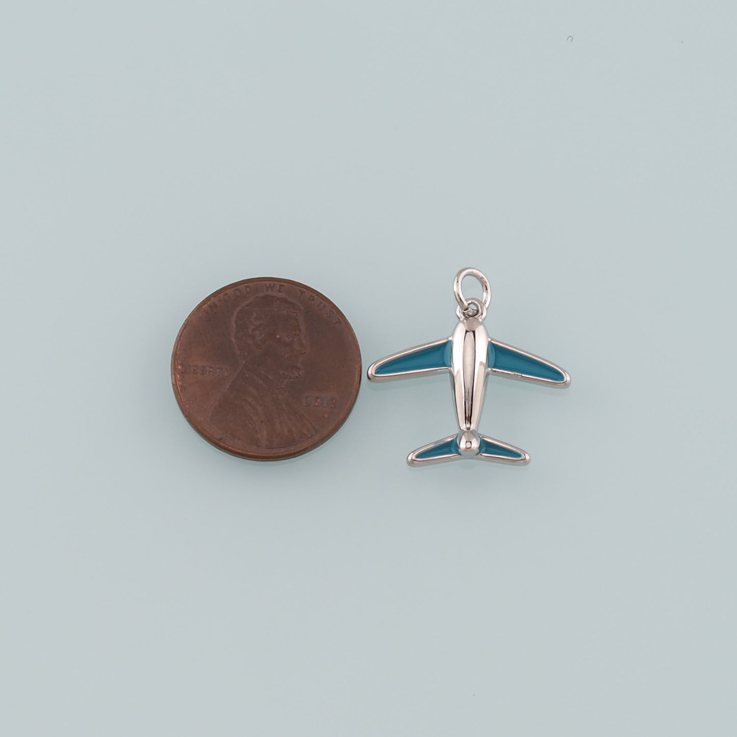 18K Gold Filled Airplane Pendant,Enamel Airplane Charm Bracelet Necklace for DIY Jewelry Making Supply