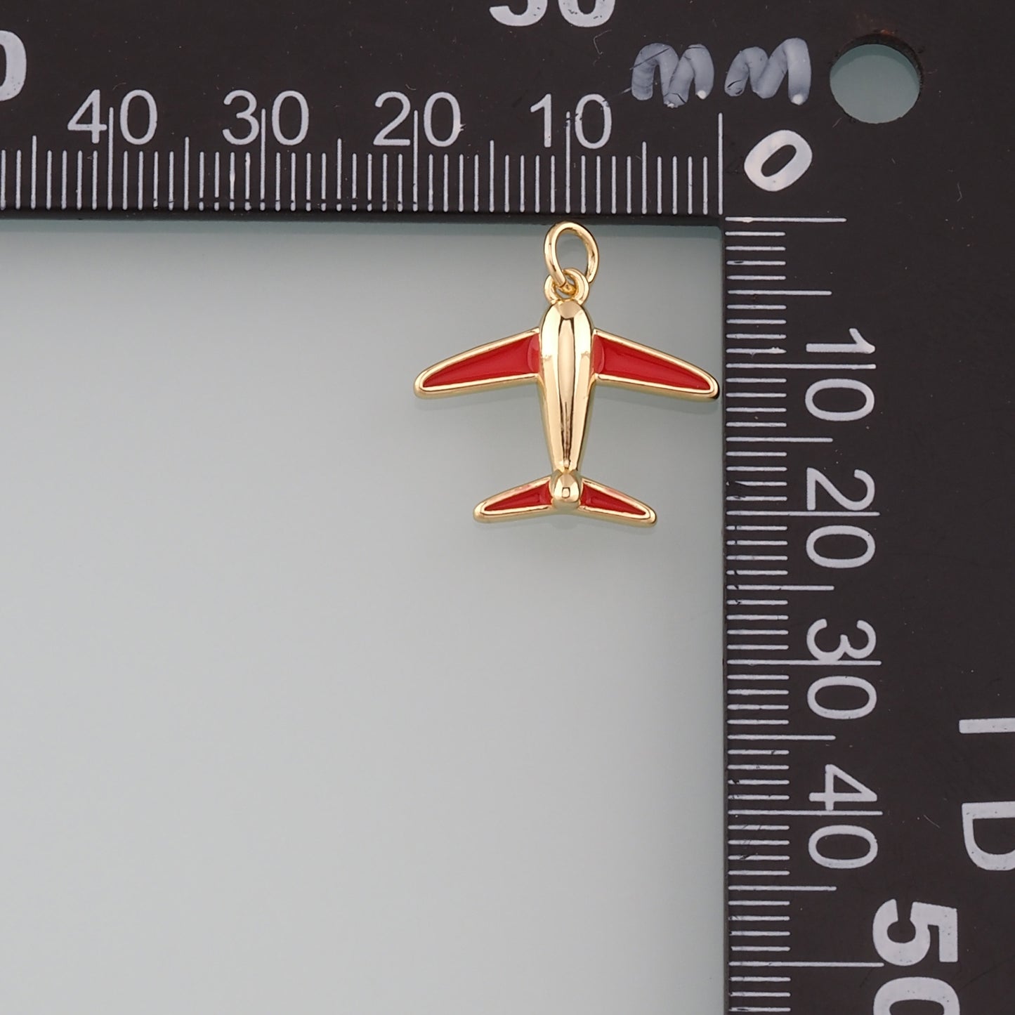 18K Gold Filled Airplane Pendant,Enamel Airplane Charm Bracelet Necklace for DIY Jewelry Making Supply