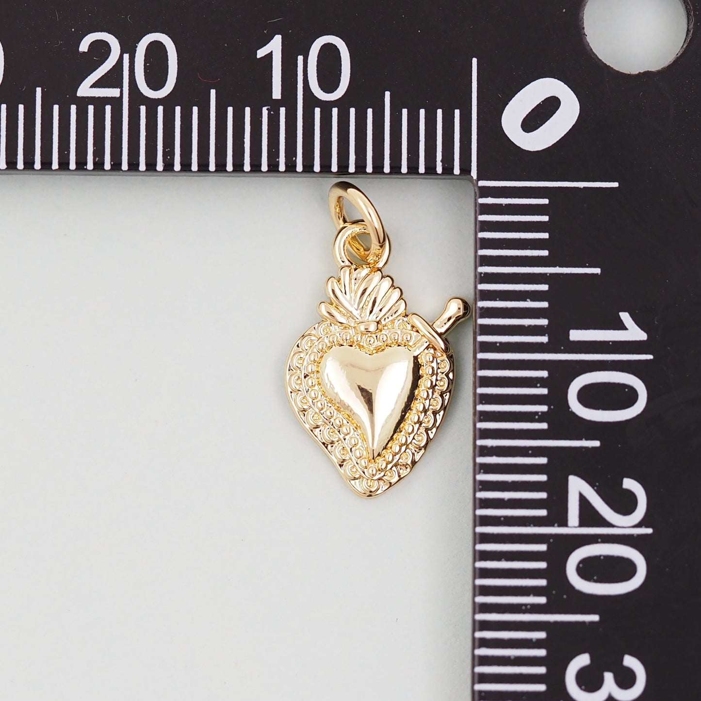 Gold sacred Heart Charms,18K Gold Filled Milagro Heart Pendant,Religious Charm Bracelet Necklace for DIY Jewelry Making Supply