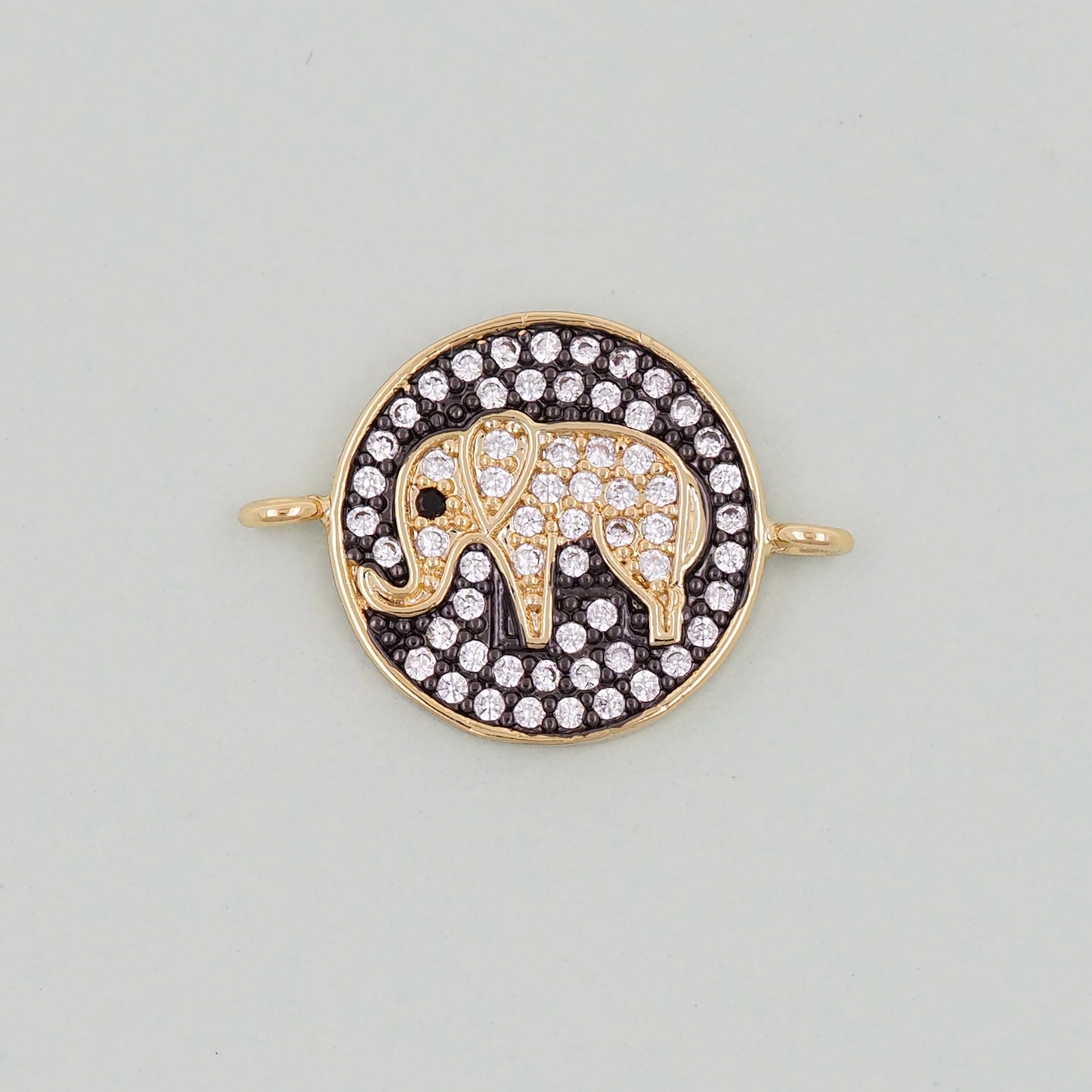 Gold Elephant Charms,18K Gold Filled CZ Elephant Pendant,Enamel Elephant Connector Charm Bracelet Necklace for DIY Jewelry Making Supply