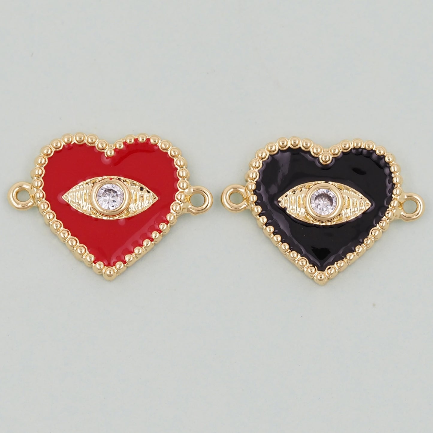Gold Heart Evil Eye Charms,18K Gold Filled Heart Pendant,Heart Eye Charm Bracelet Necklace for DIY Jewelry Making Supply