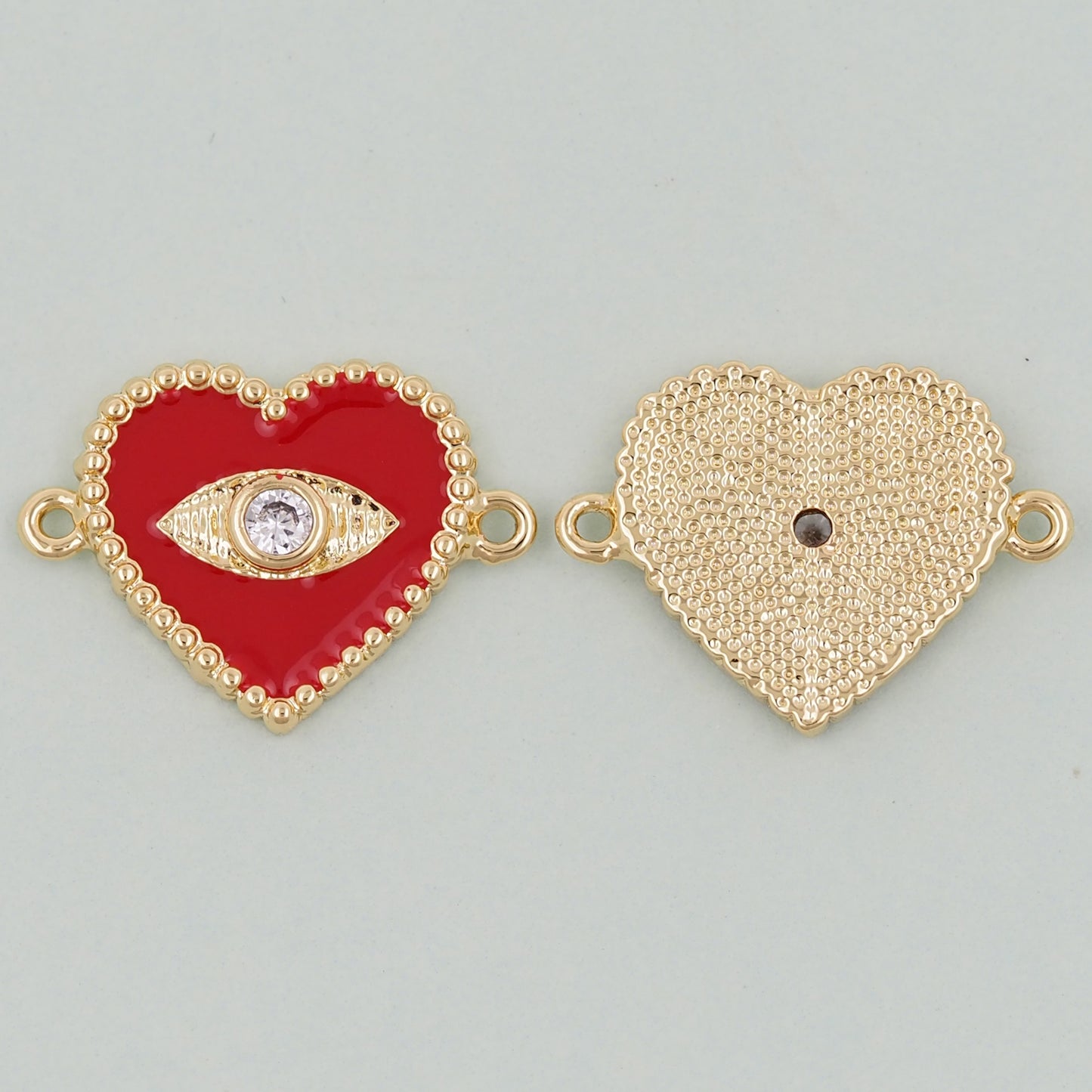 Gold Heart Evil Eye Charms,18K Gold Filled Heart Pendant,Heart Eye Charm Bracelet Necklace for DIY Jewelry Making Supply