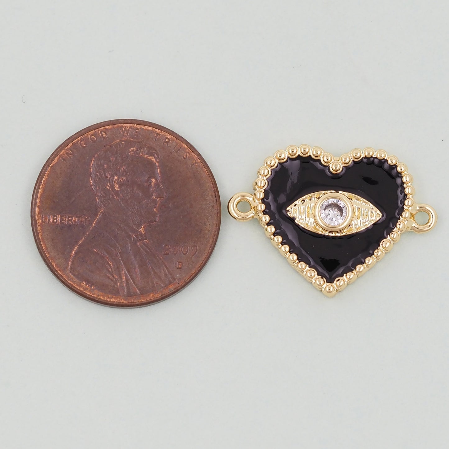 Gold Heart Evil Eye Charms,18K Gold Filled Heart Pendant,Heart Eye Charm Bracelet Necklace for DIY Jewelry Making Supply