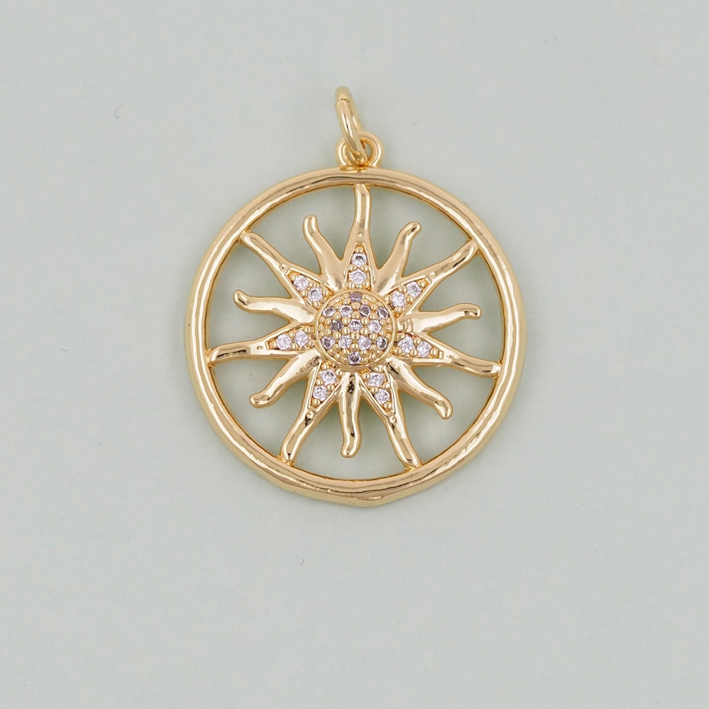 Gold Sun Charms,18K Gold Filled Sun Pendant,celestial Charm Bracelet Necklace for DIY Jewelry Making Supply