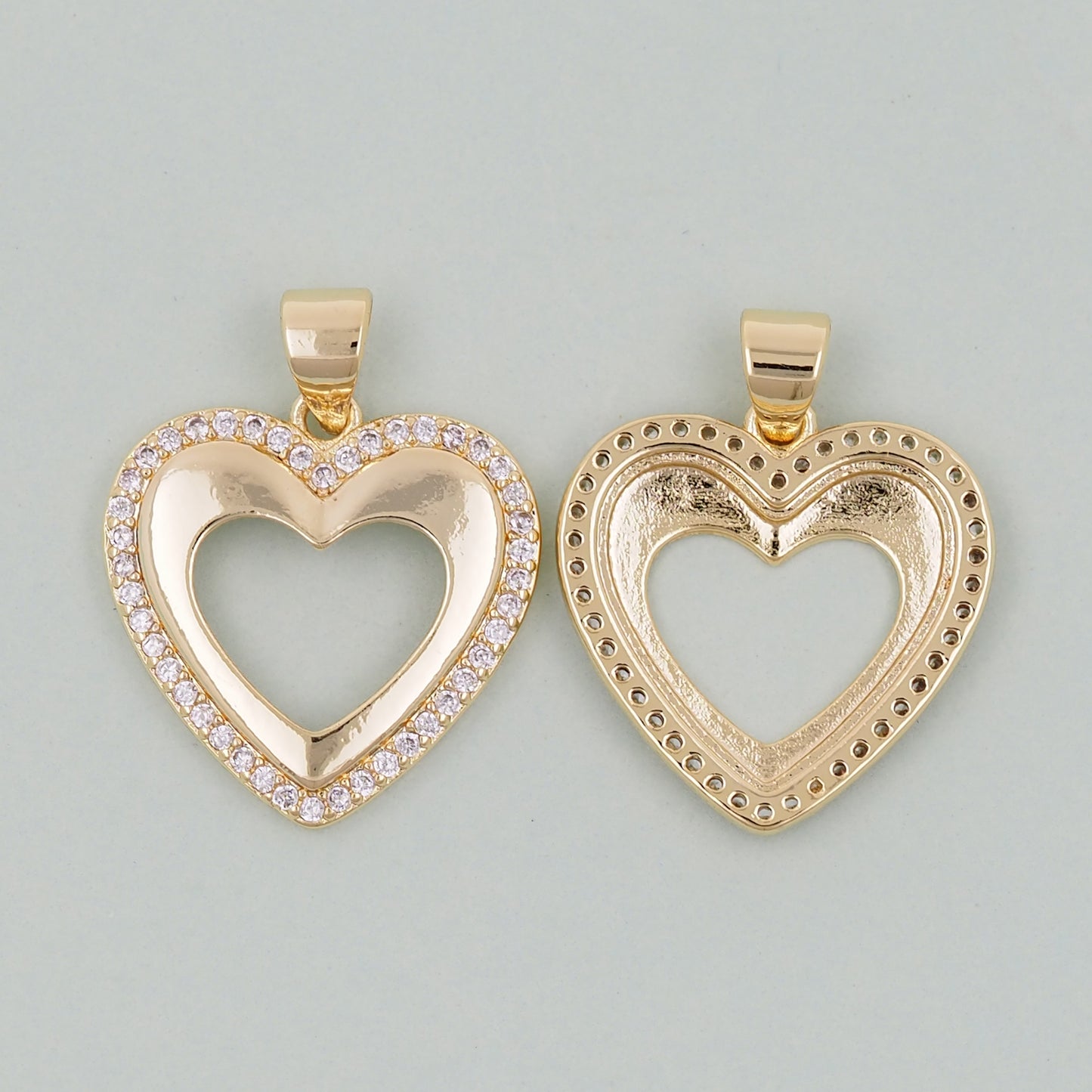 Gold Heart Charms,18K Gold Filled Heart Pendant,Heart Charm Bracelet Necklace for DIY Jewelry Making Supply