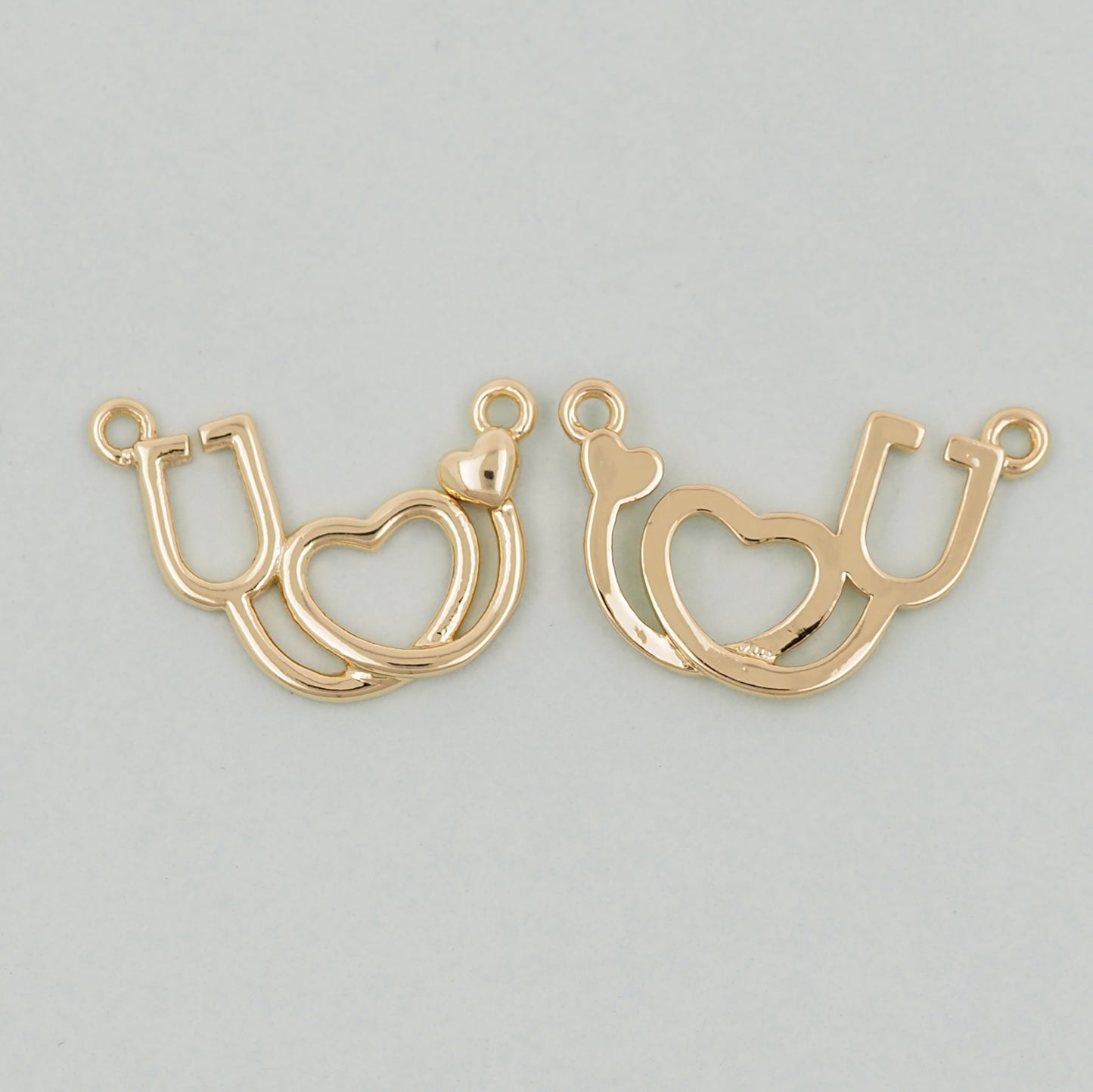 Gold Heart Charms,18K Gold Filled Heart Pendant,Heart Charm Bracelet Necklace for DIY Jewelry Making Supply