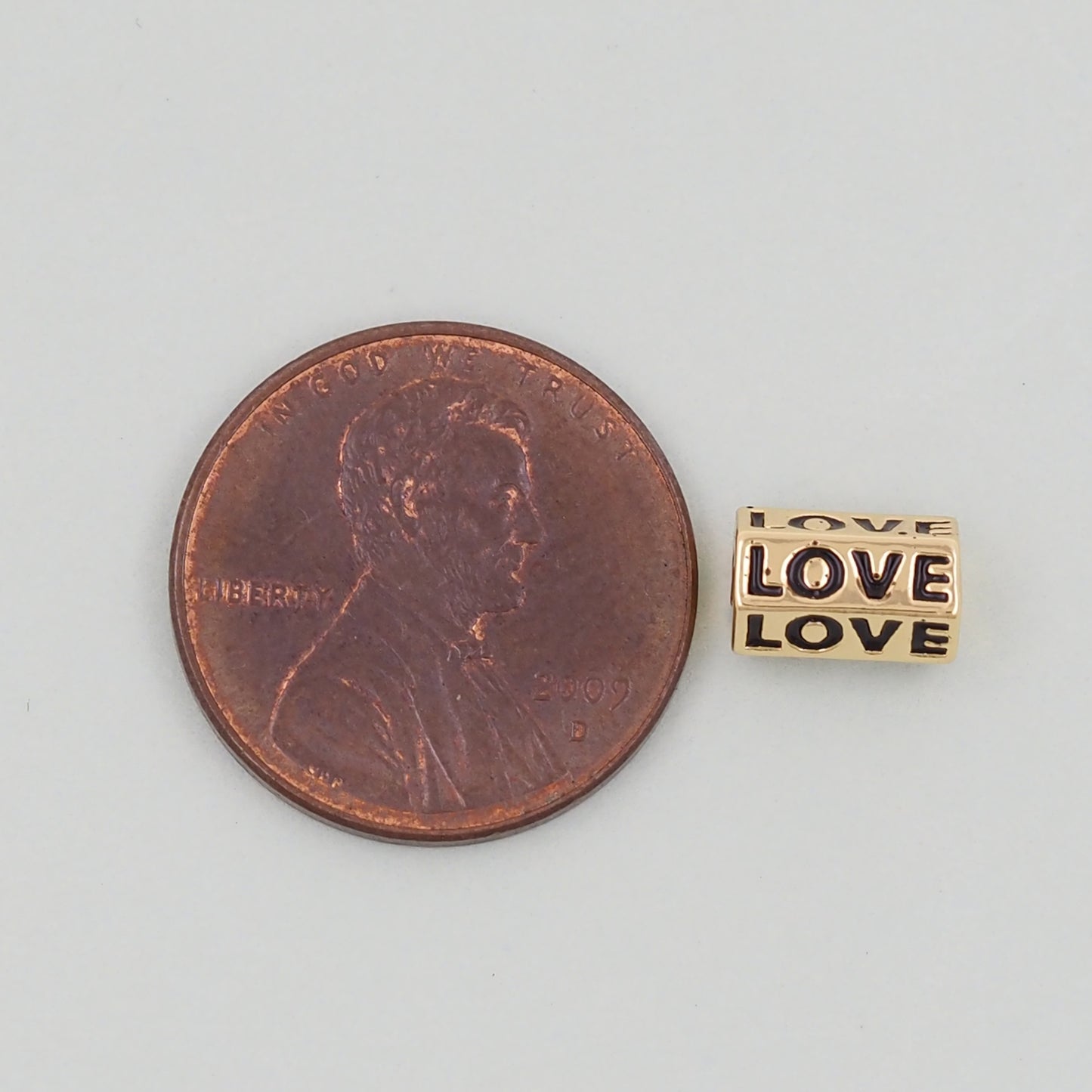 Gold Love Beads Charms,18K Gold Filled Cube Love Pendant,Love Charm Bracelet Necklace for DIY Jewelry Making Supply hole 3mm