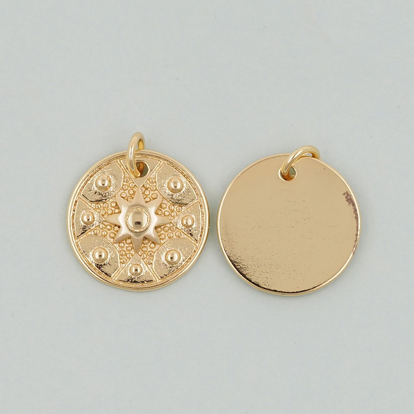 Gold Sun Charms,18K Gold Filled Sun Pendant,celestial Charm Bracelet Necklace for DIY Jewelry Making Supply