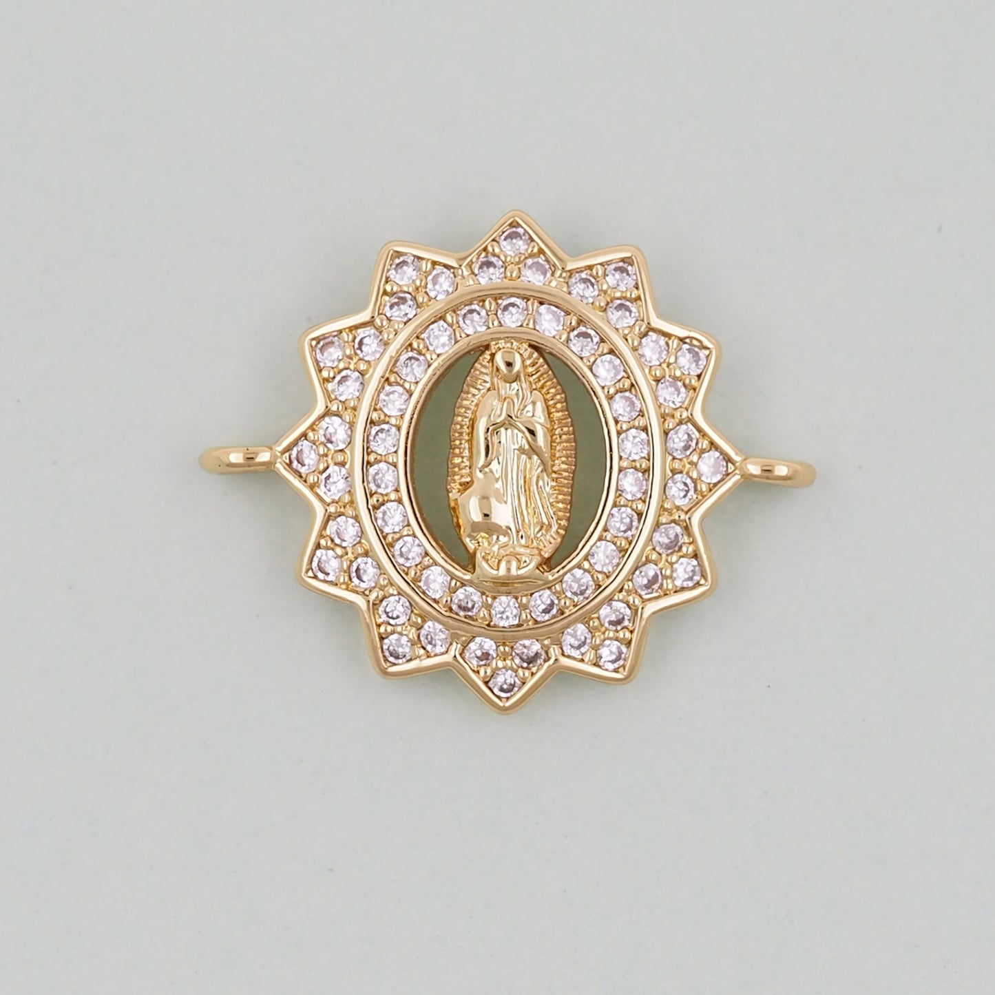 Gold Our Lady of Guadalupe Charms,18K Gold Filled virgin mary Connector Pendant Charm Bracelet Necklace for DIY Jewelry Making Supply