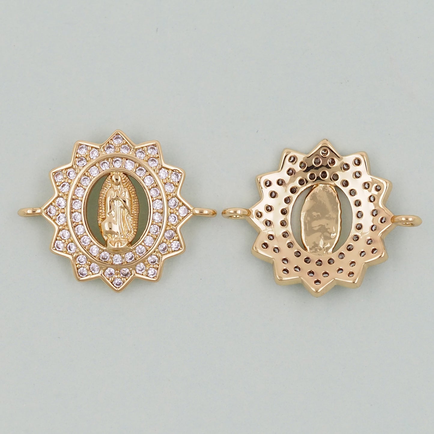 Gold Our Lady of Guadalupe Charms,18K Gold Filled virgin mary Connector Pendant Charm Bracelet Necklace for DIY Jewelry Making Supply