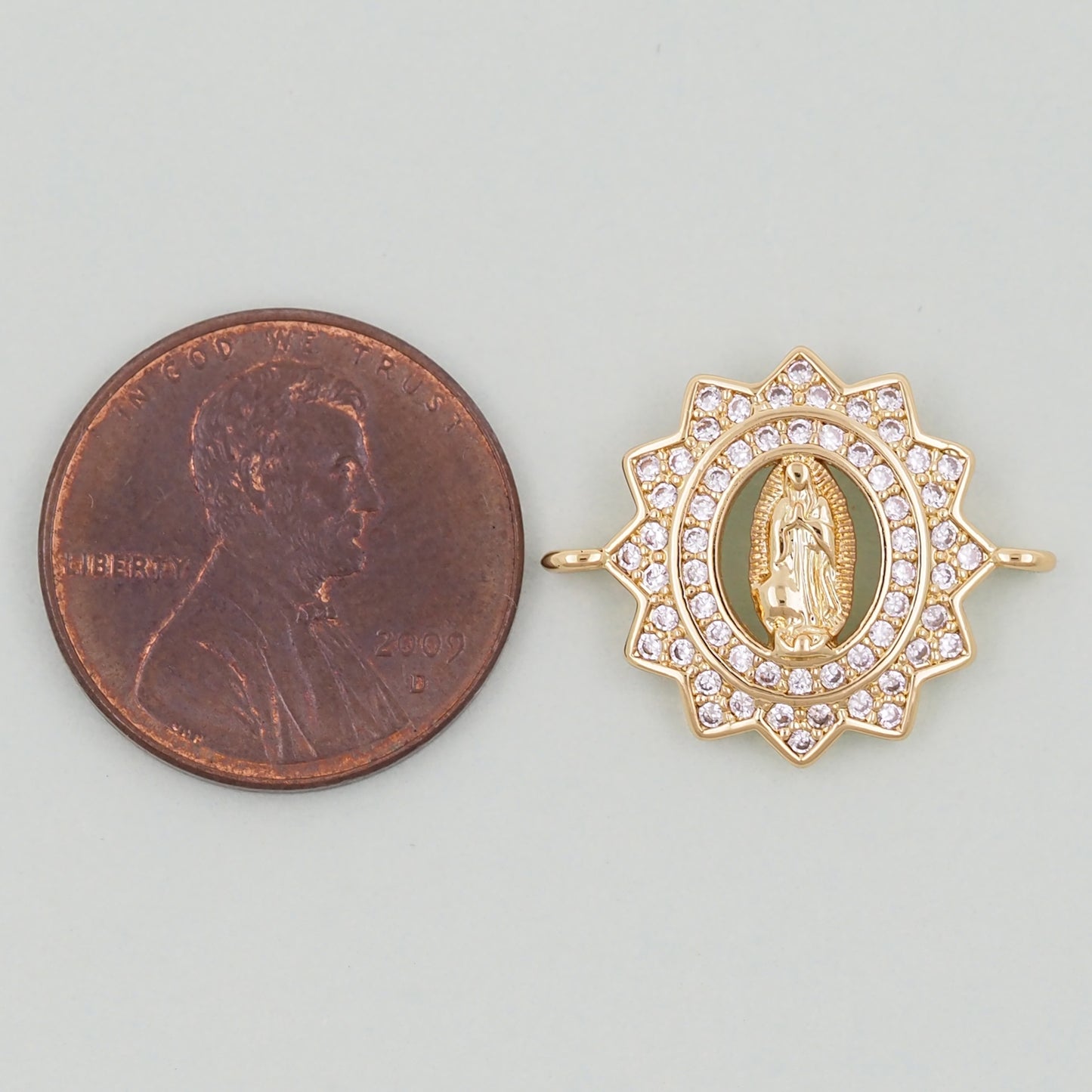 Gold Our Lady of Guadalupe Charms,18K Gold Filled virgin mary Connector Pendant Charm Bracelet Necklace for DIY Jewelry Making Supply