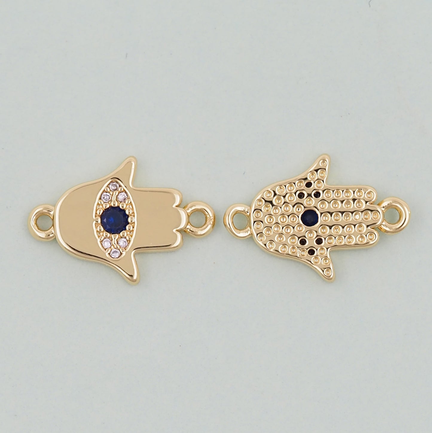 Gold Hamsa Connector Charms,18K Gold Filled Hamsa Evil eye Pendant,CZ Micro Pave Hamsa Bracelet Necklace for DIY Jewelry Making Supply