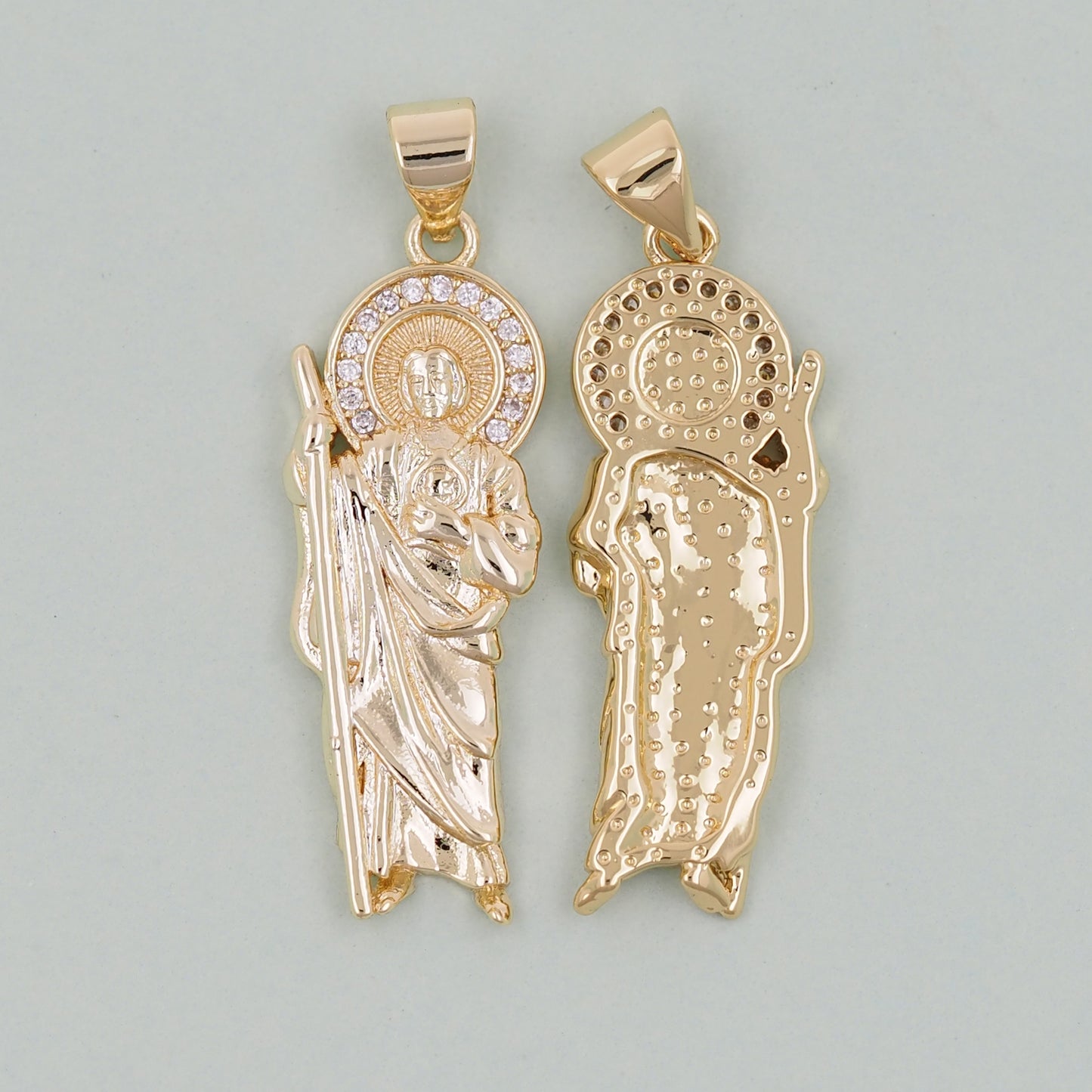 Gold Saint Jude Charms,18K Gold Filled Saint Jude Pendant,Saint Jude Charm Bracelet Necklace for DIY Jewelry Making Supply