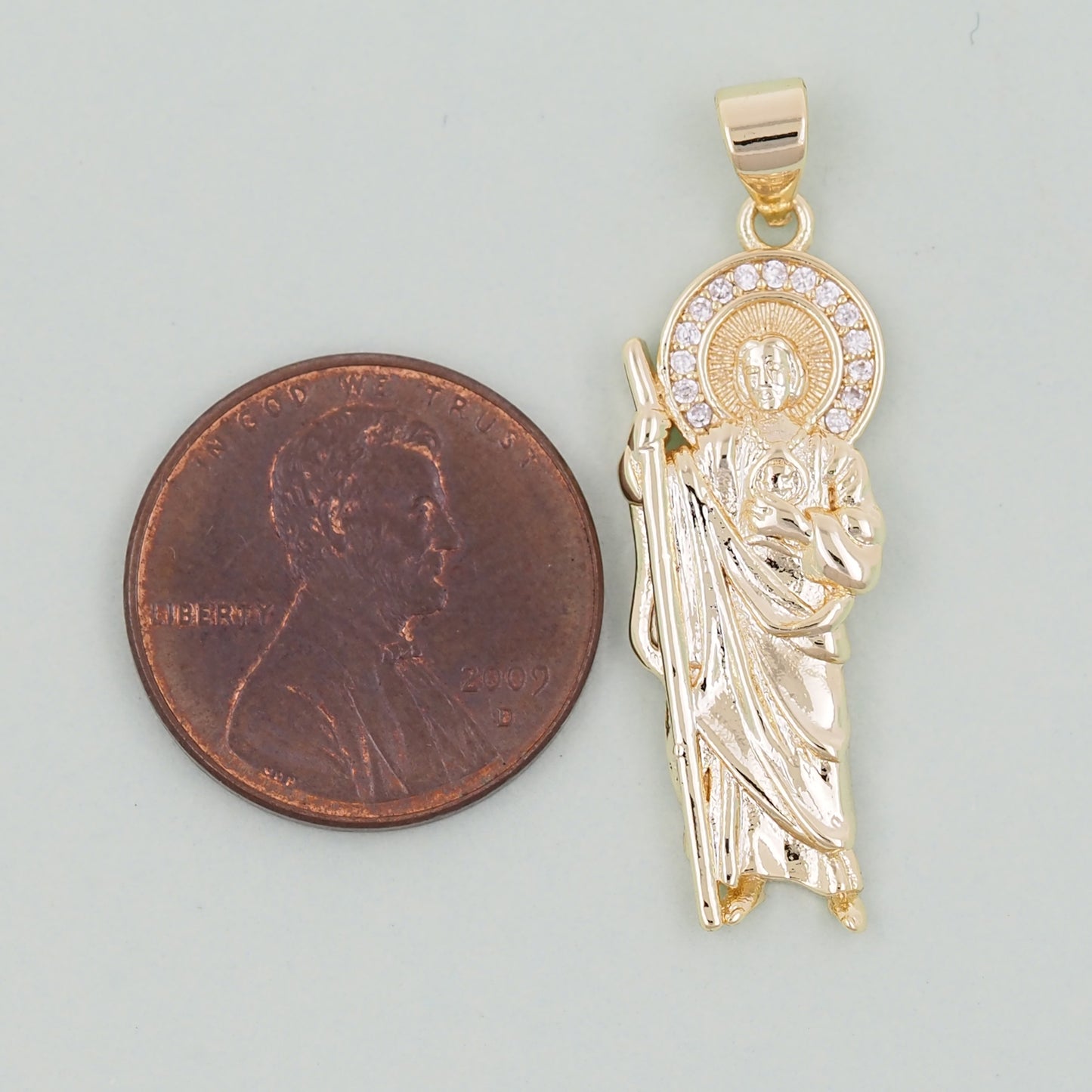 Gold Saint Jude Charms,18K Gold Filled Saint Jude Pendant,Saint Jude Charm Bracelet Necklace for DIY Jewelry Making Supply