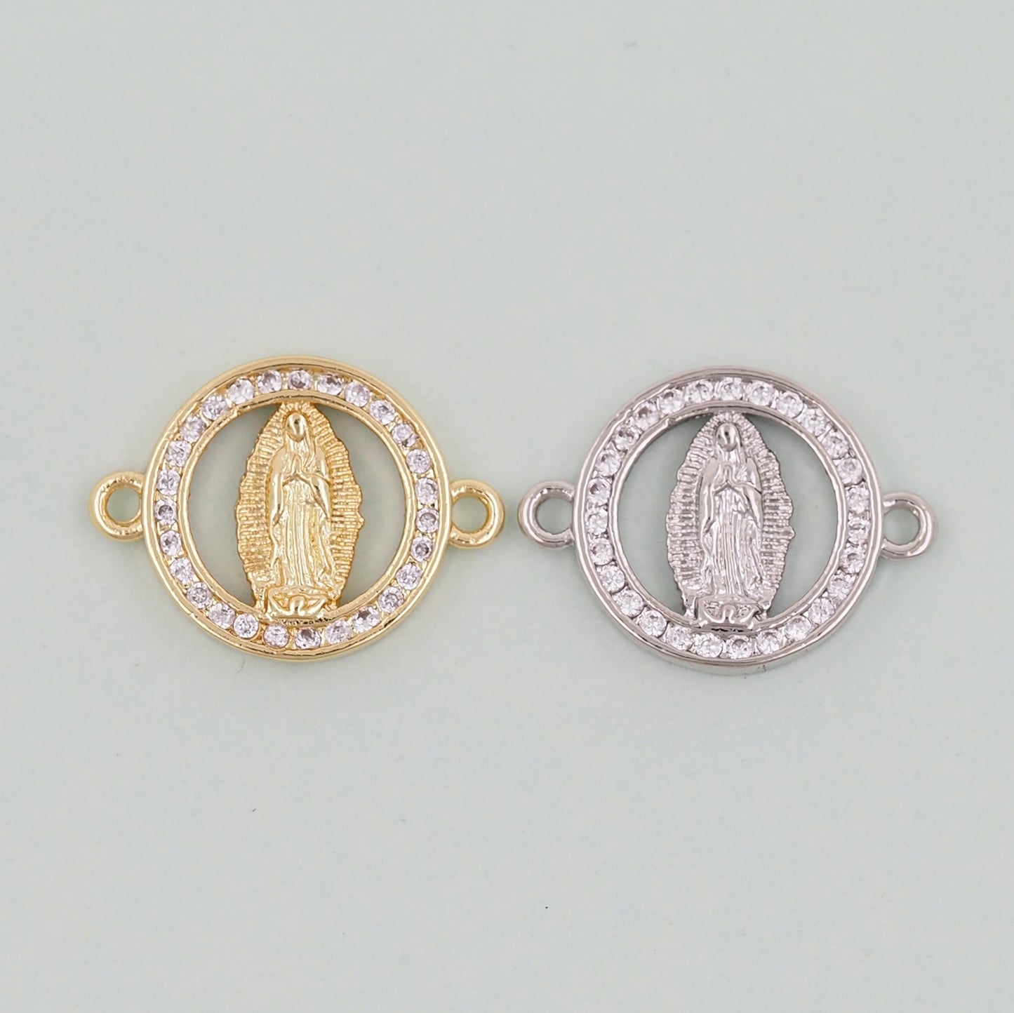 Gold Our Lady of Guadalupe Charms,18K Gold Filled virgin mary Connector Pendant Charm Bracelet Necklace for DIY Jewelry Making Supply