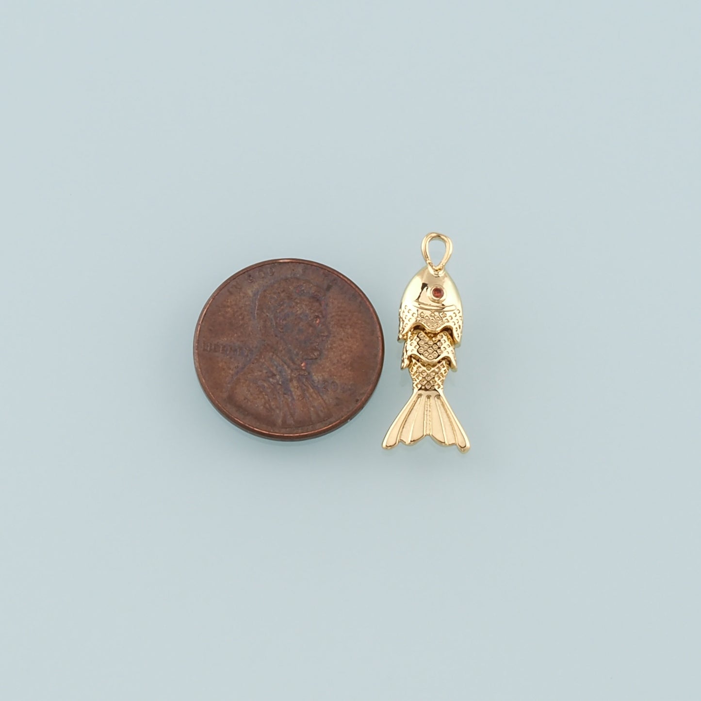 Gold Fish Charms,18K Gold Filled Fish Pendant,CZ Micro Pave Ocean Charm Bracelet Necklace for DIY Jewelry Making Supply