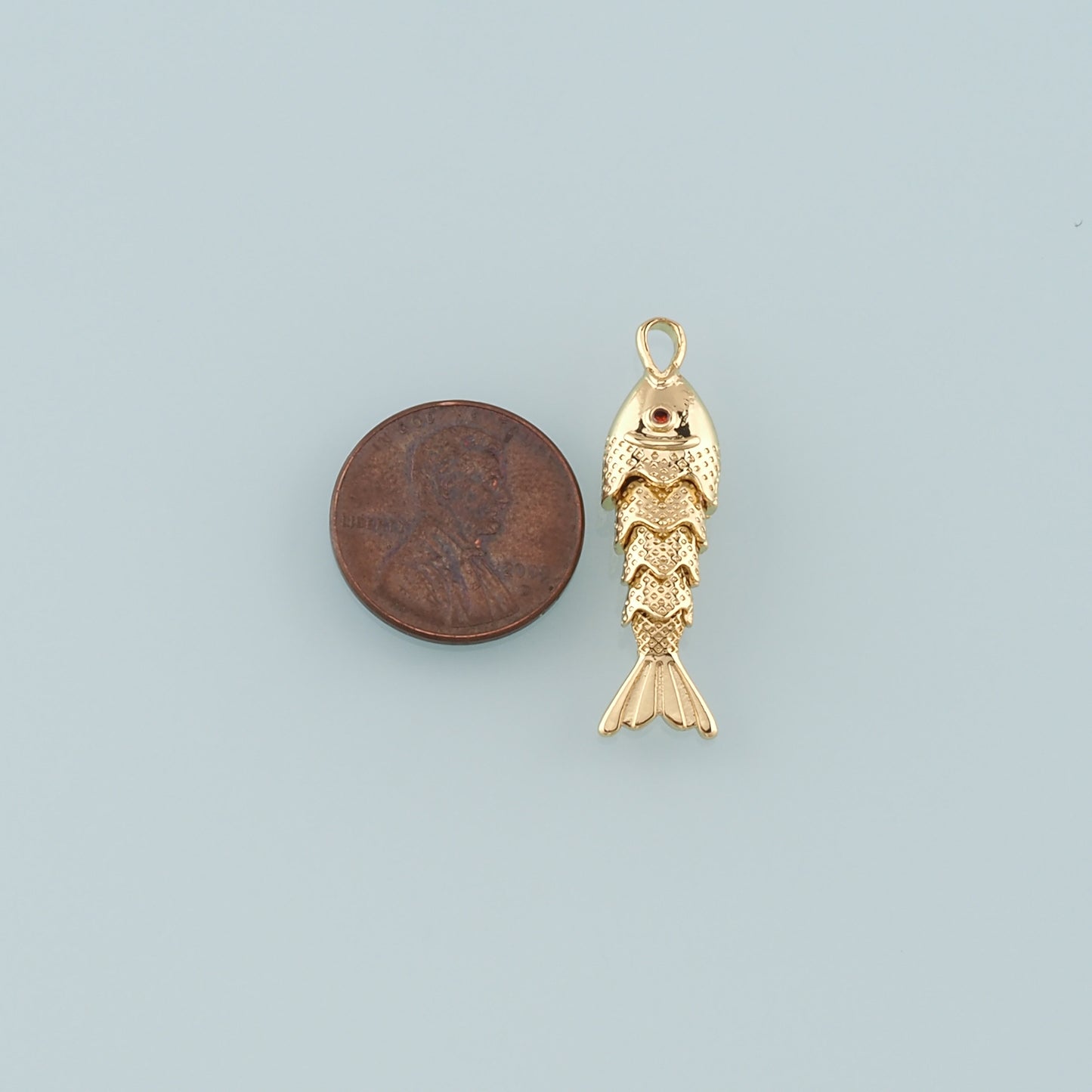 Gold Fish Charms,18K Gold Filled Fish Pendant,CZ Micro Pave Ocean Charm Bracelet Necklace for DIY Jewelry Making Supply