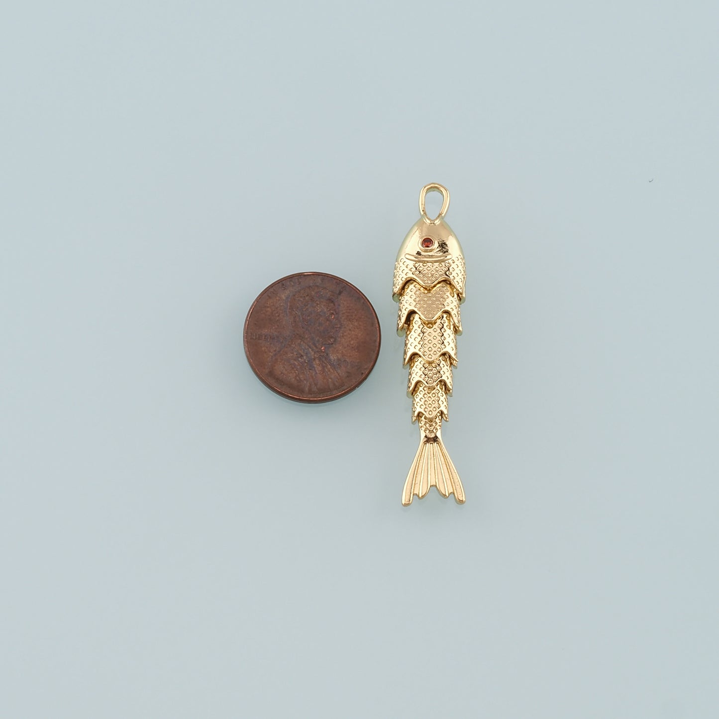 Gold Fish Charms,18K Gold Filled Fish Pendant,CZ Micro Pave Ocean Charm Bracelet Necklace for DIY Jewelry Making Supply