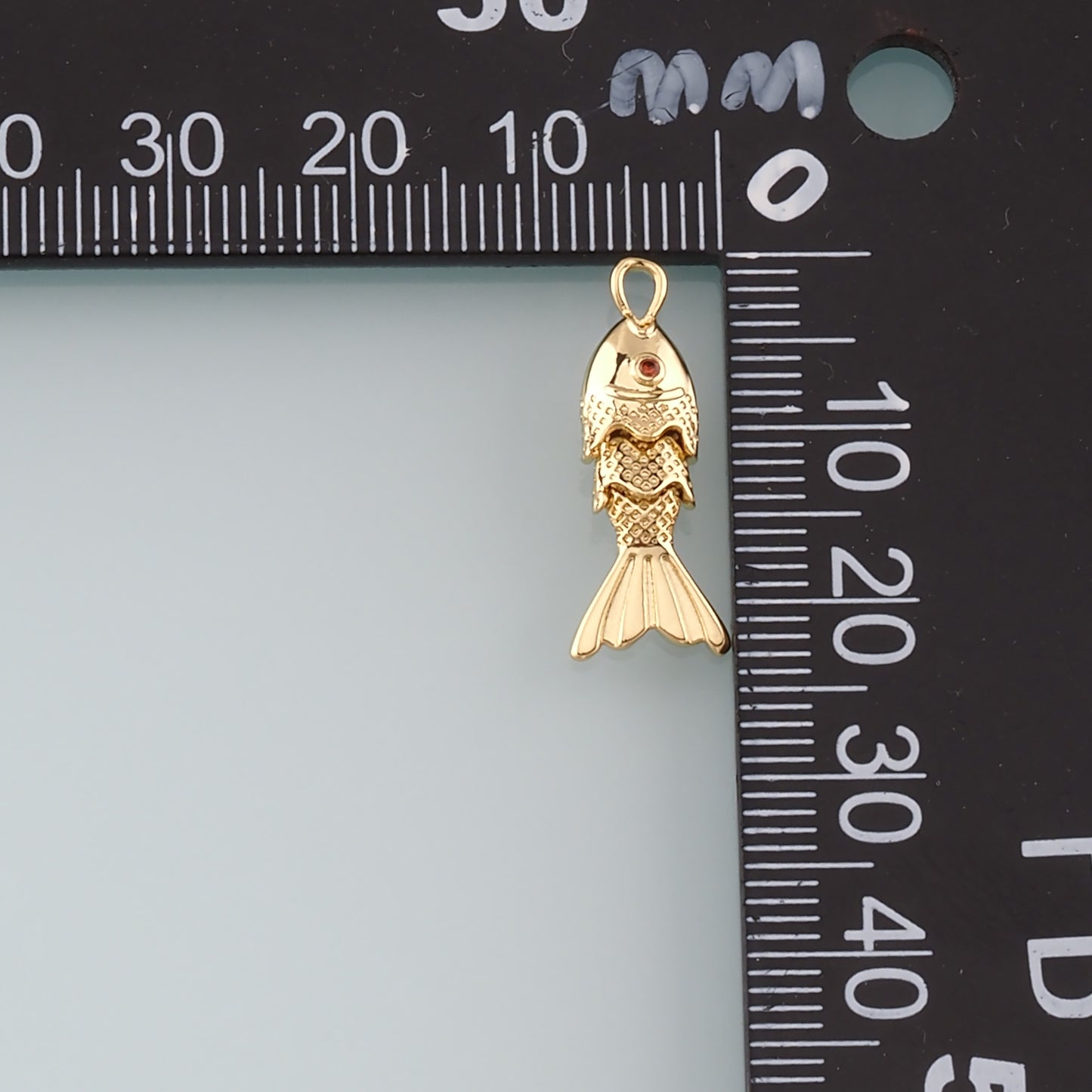 Gold Fish Charms,18K Gold Filled Fish Pendant,CZ Micro Pave Ocean Charm Bracelet Necklace for DIY Jewelry Making Supply