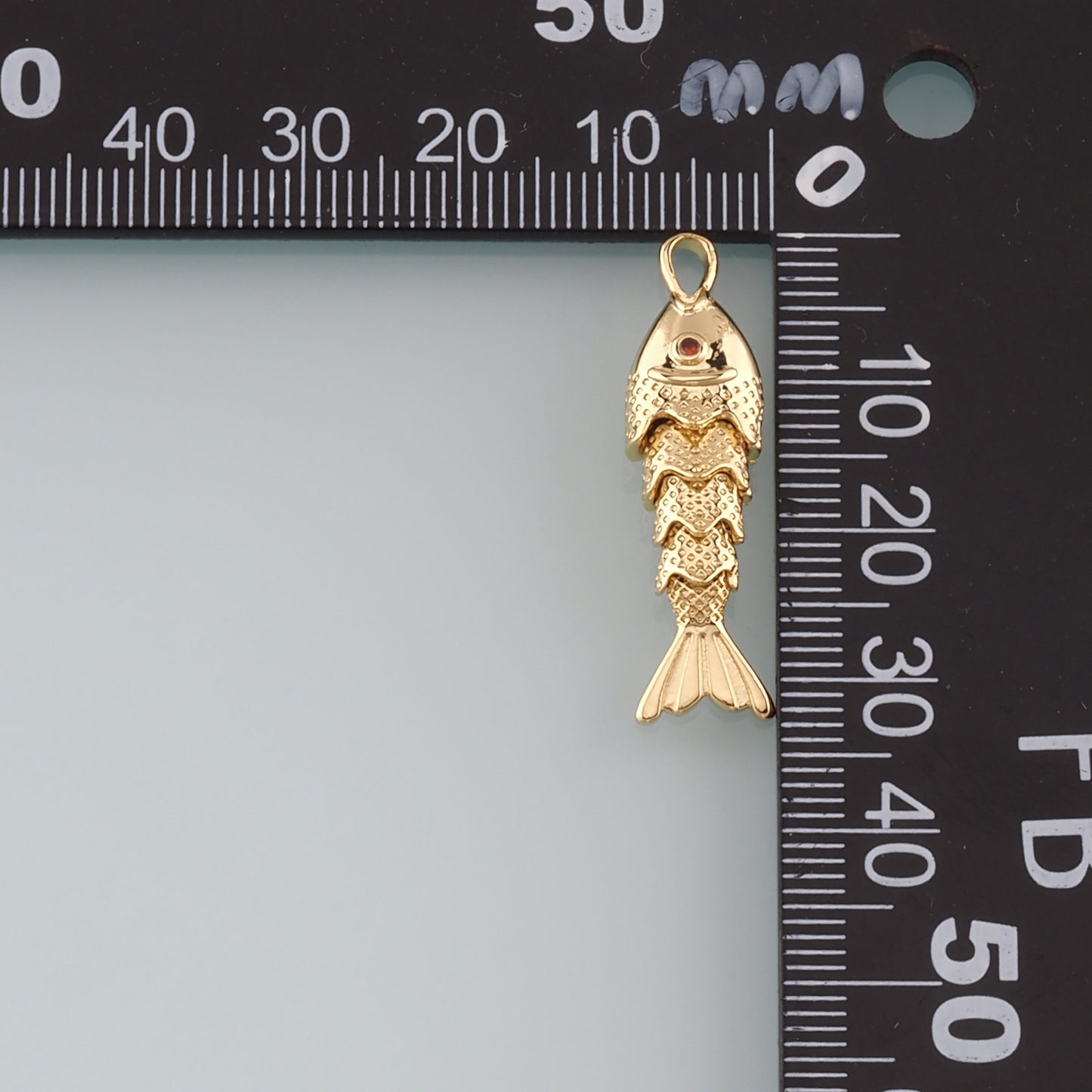 Gold Fish Charms,18K Gold Filled Fish Pendant,CZ Micro Pave Ocean Charm Bracelet Necklace for DIY Jewelry Making Supply