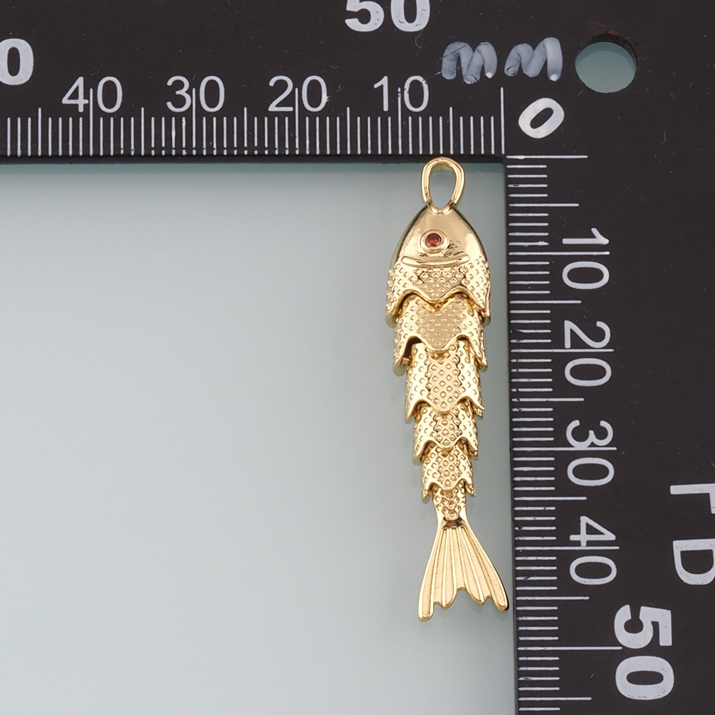 Gold Fish Charms,18K Gold Filled Fish Pendant,CZ Micro Pave Ocean Charm Bracelet Necklace for DIY Jewelry Making Supply