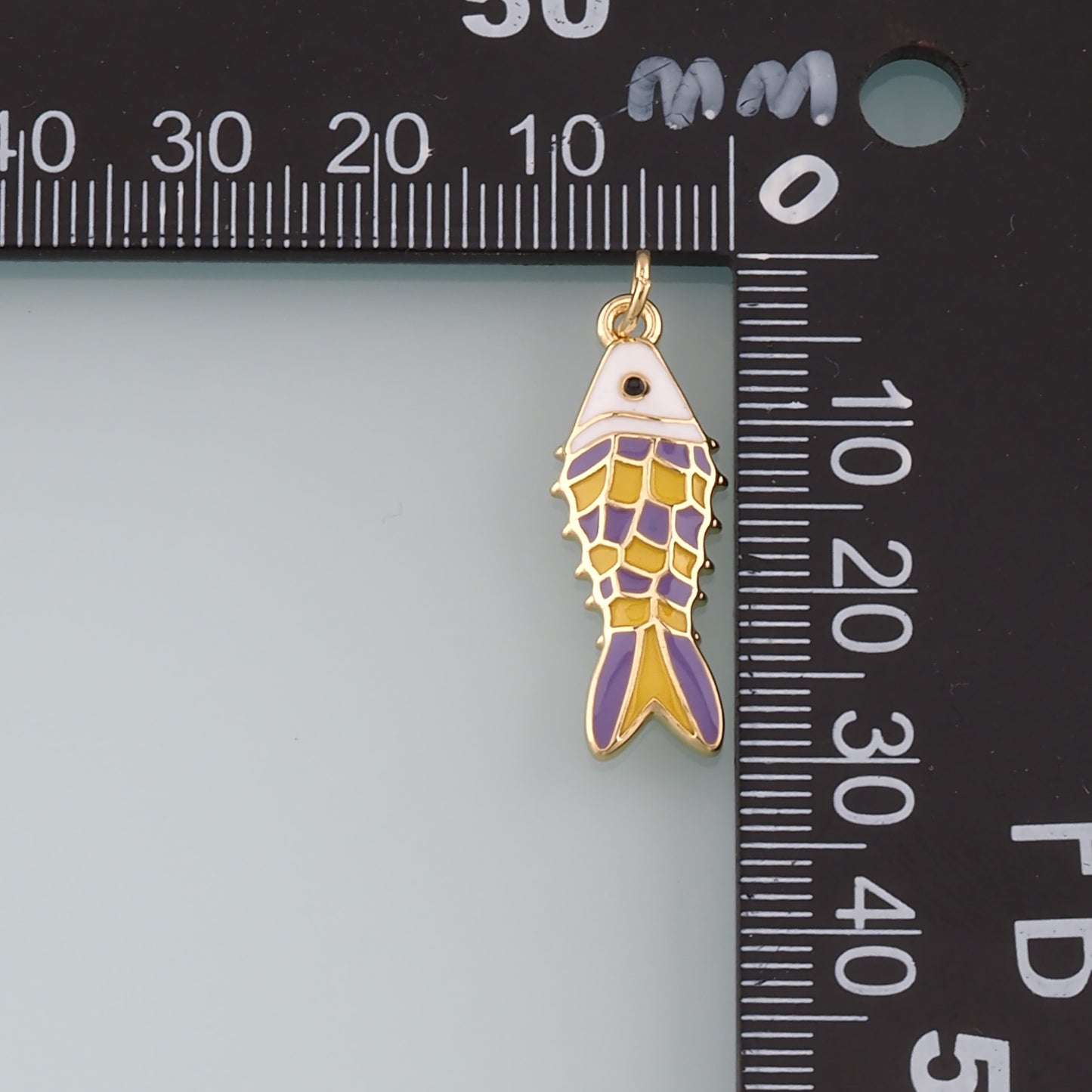 Gold Fish Charms,18K Gold Filled Fish Pendant,Enamel Ocean Charm Bracelet Necklace for DIY Jewelry Making Supply