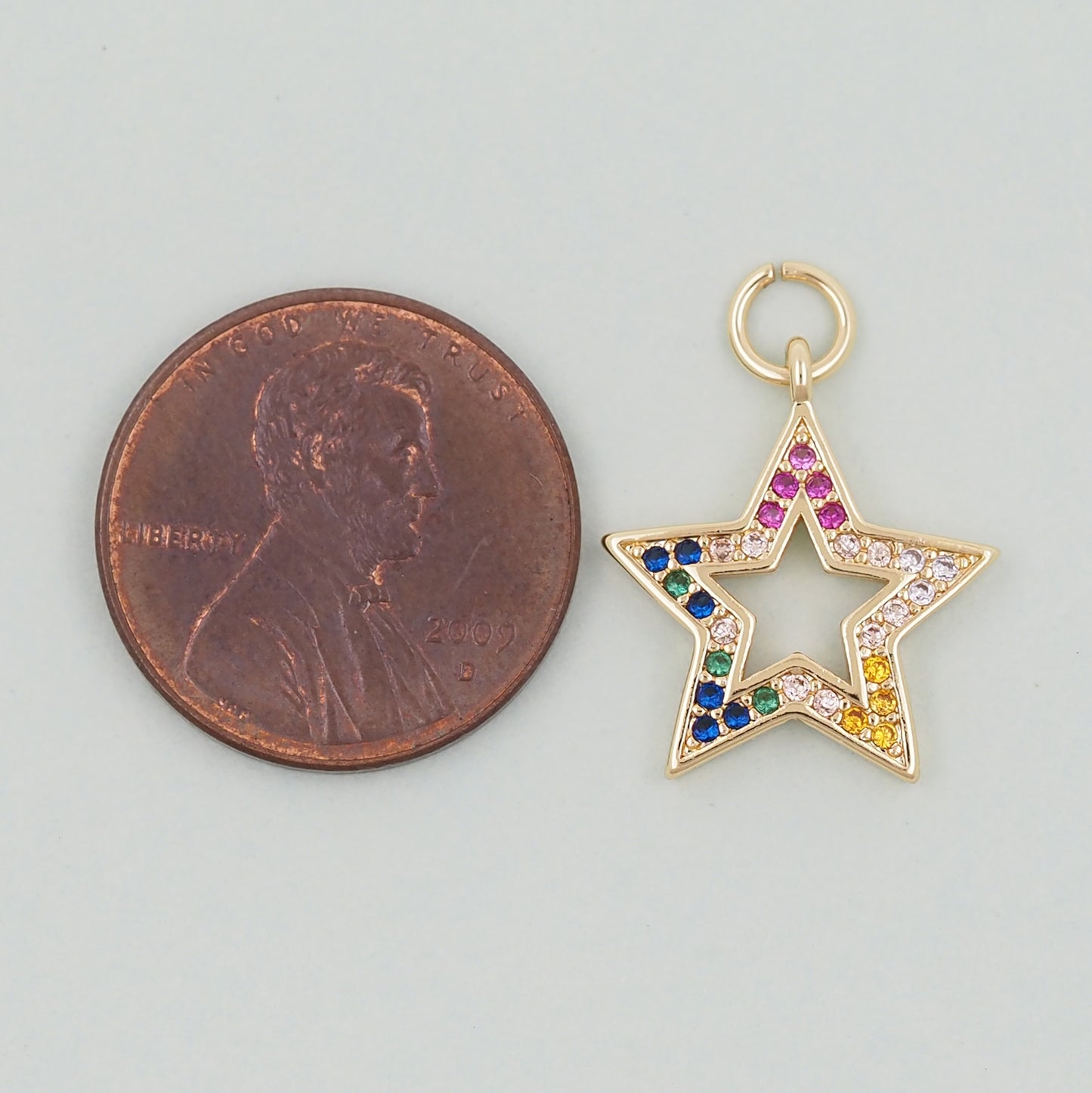 18K Gold Filled Star Pendant,CZ Micro Pave Star Charm Bracelet Necklace for DIY Jewelry Making Supply