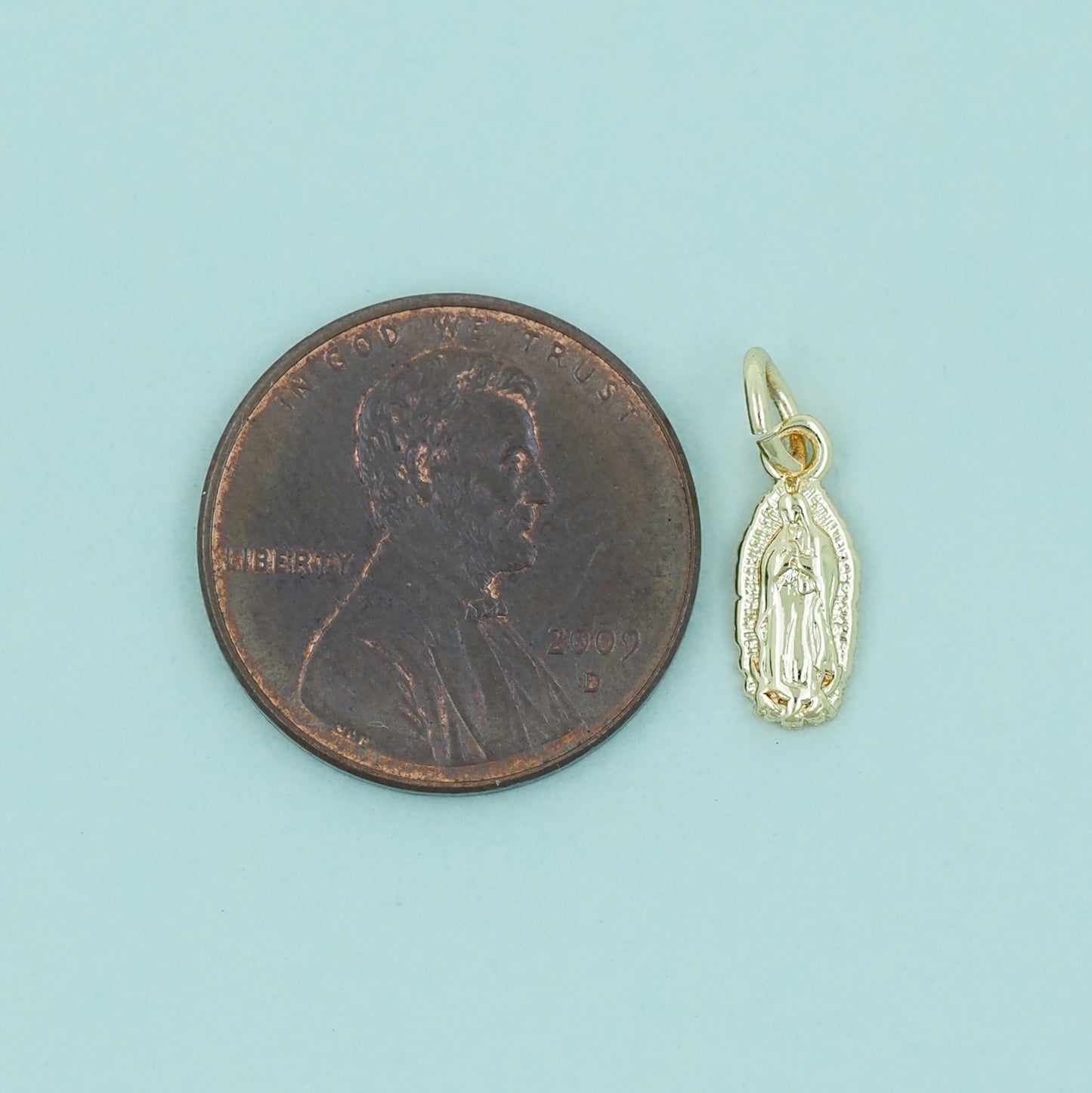 Gold Our Lady of Guadalupe Charms,18K Gold Filled virgin mary Pendant Charm Bracelet Necklace for DIY Jewelry Making Supply