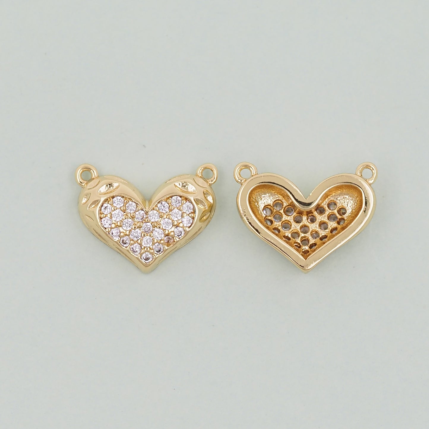 Gold Heart Charms,18K Gold Filled Heart Pendant,Heart Charm Bracelet Necklace for DIY Jewelry Making Supply