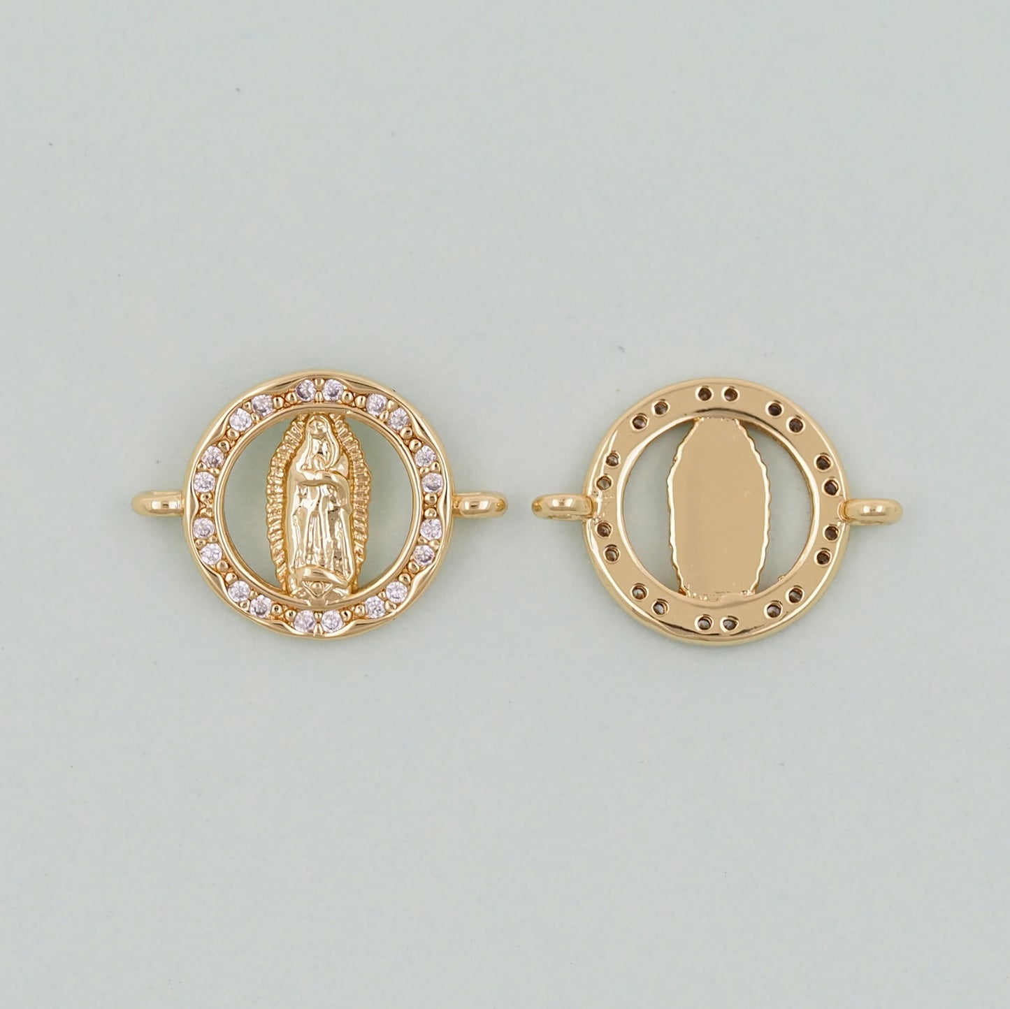 Gold Our Lady of Guadalupe Charms,18K Gold Filled virgin mary Pendant Charm Bracelet Necklace for DIY Jewelry Making Supply