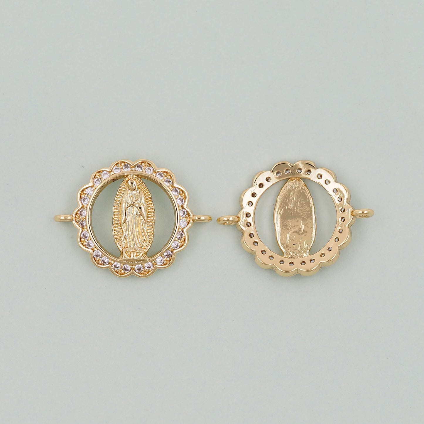 Gold Our Lady of Guadalupe Charms,18K Gold Filled virgin mary Pendant Charm Bracelet Necklace for DIY Jewelry Making Supply